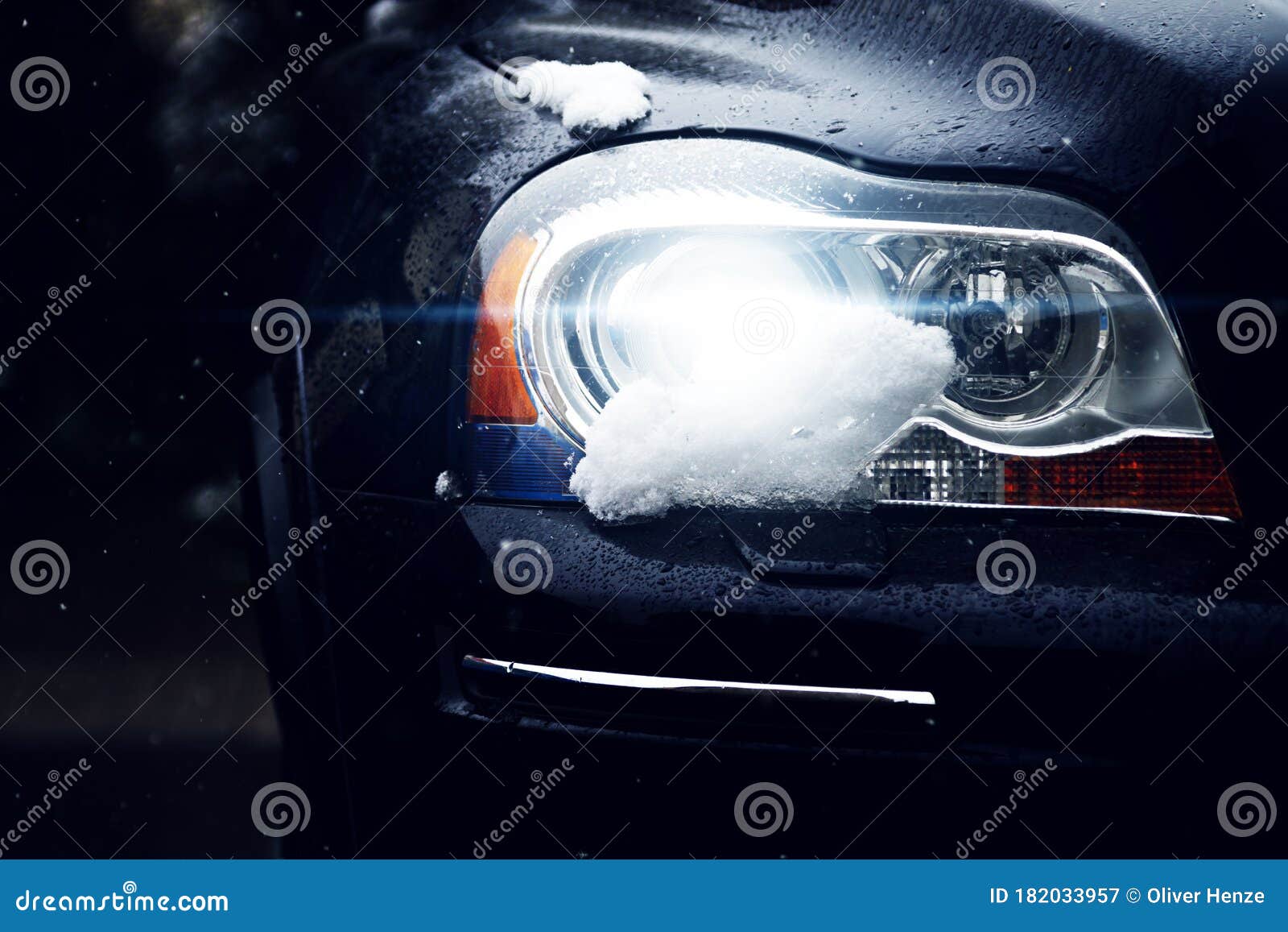 Headlights on the Car Covered with Snow Stock Image Image of danger, safety 182033957
