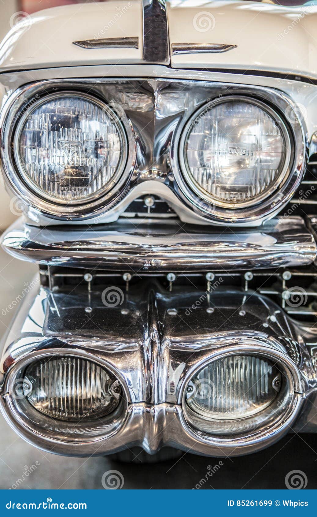 Headlights Detail in a Classic Luxury Car Stock Image Image of