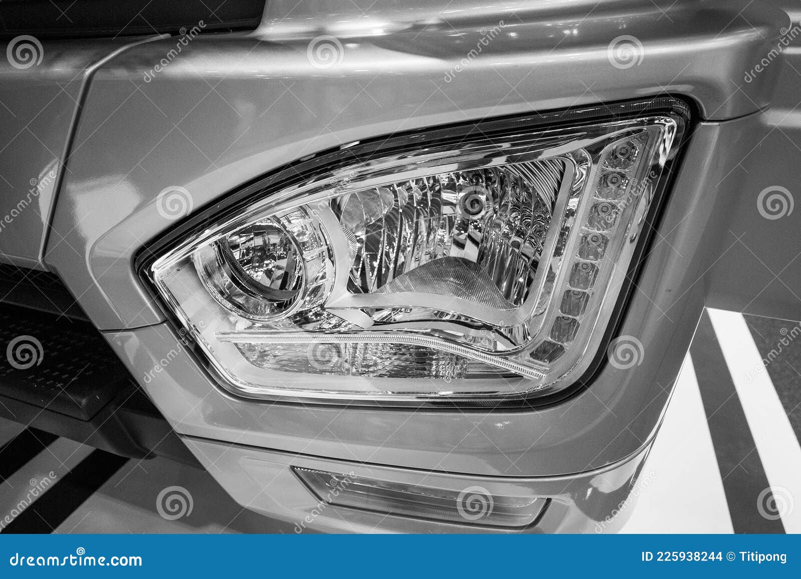 The Beautifully Designed Headlights of the Truck. Stock Photo Image