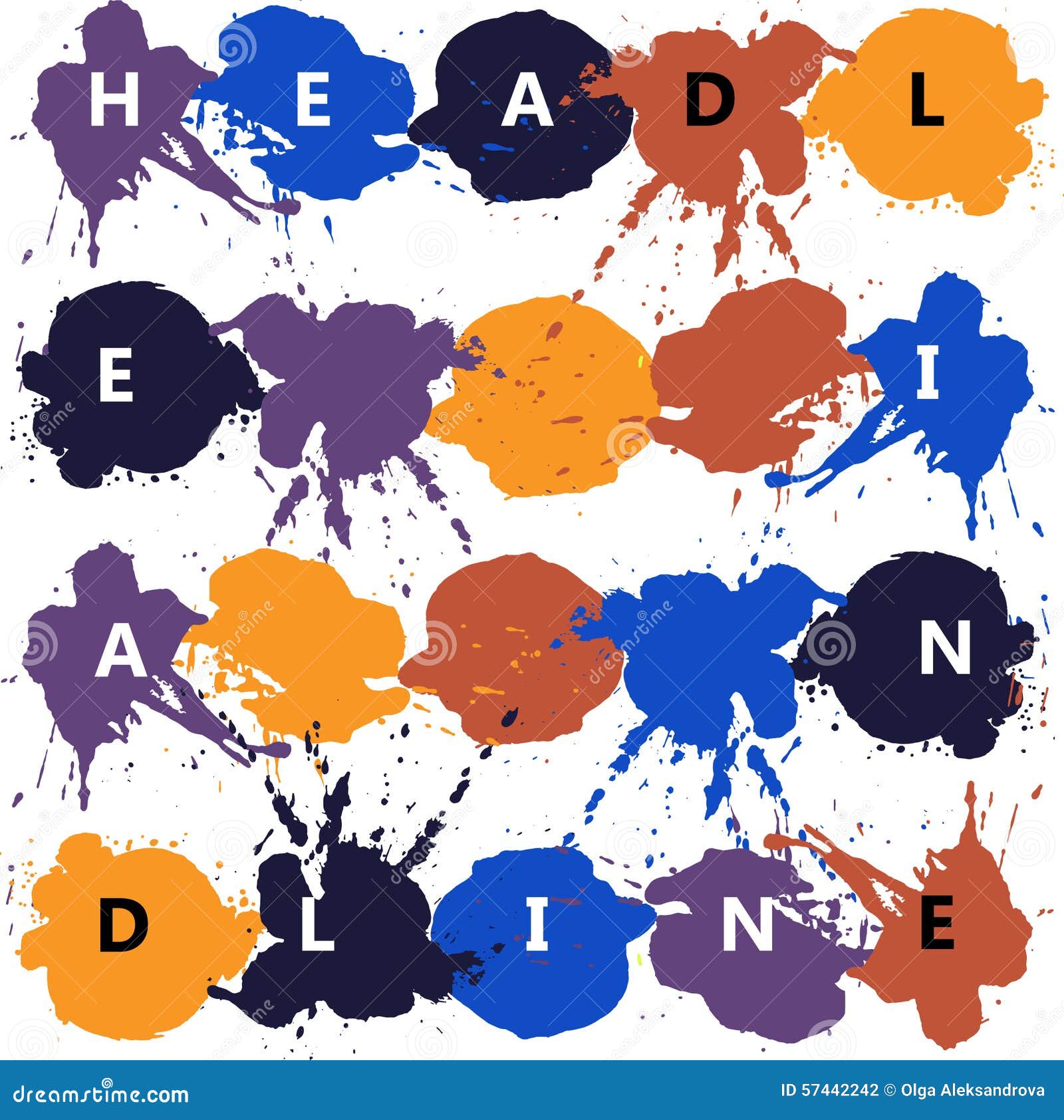 Headline with Color Splash and Blots Stock Illustration Illustration