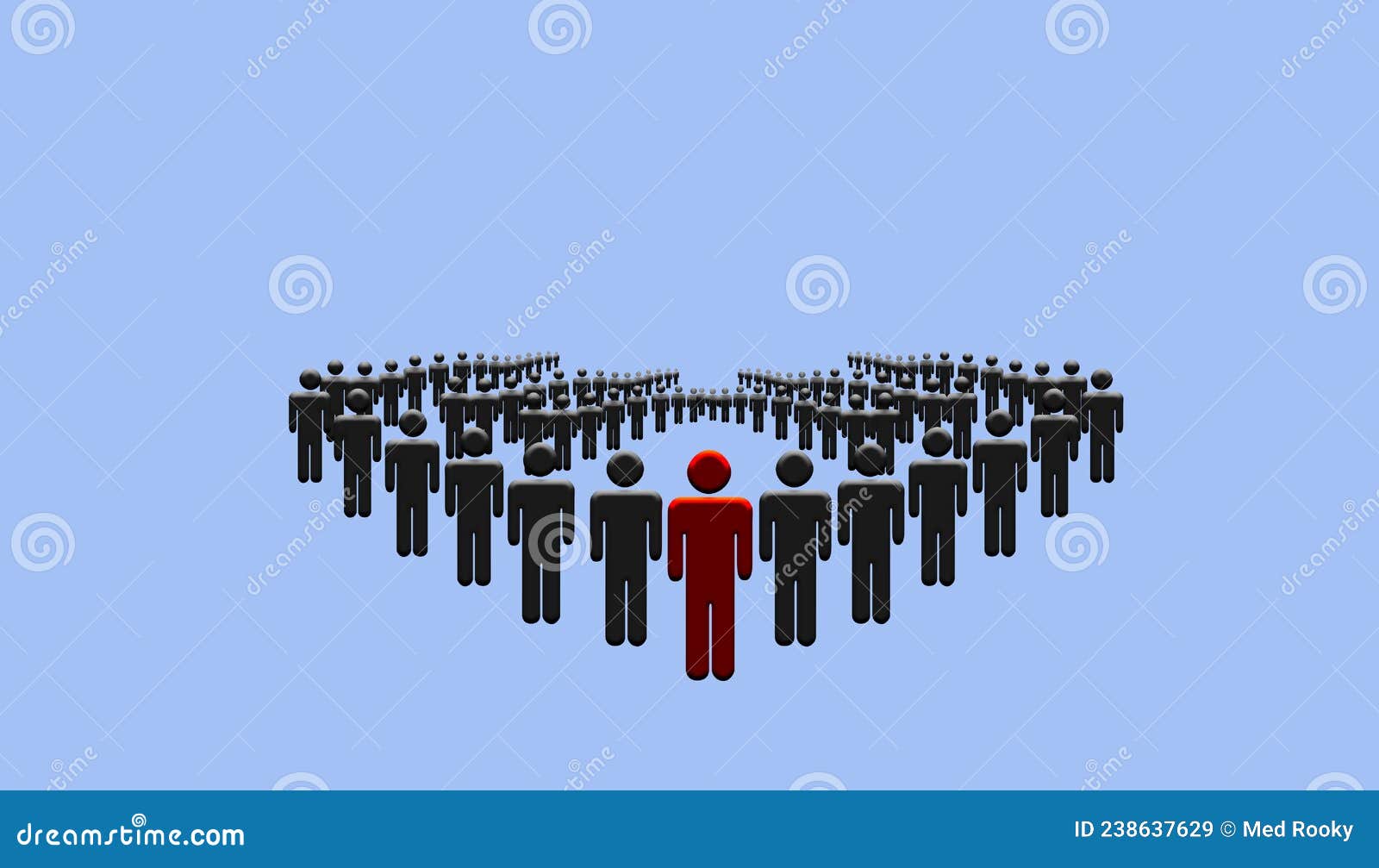 headman leads the crowd concept. organized people with leader unique man. leadership and community concept