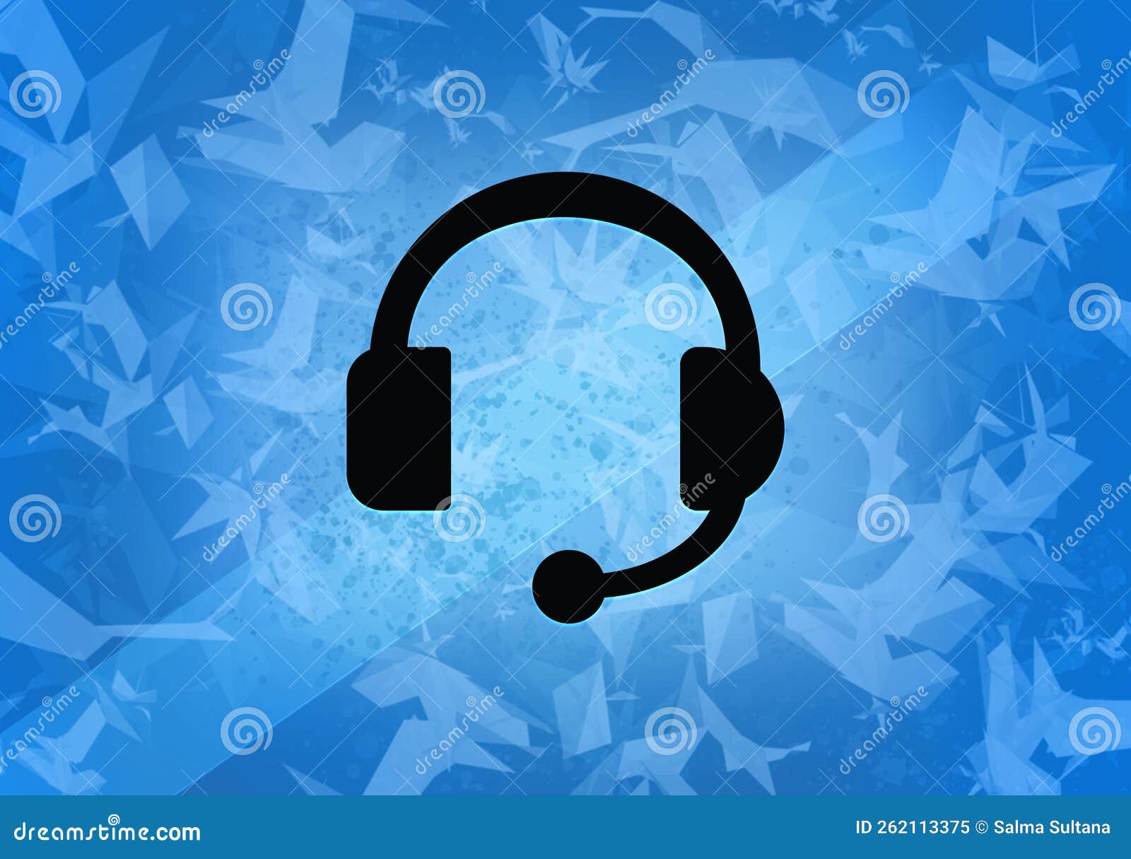 Headphone Aesthetic Abstract Icon on Blue Background Stock Illustration