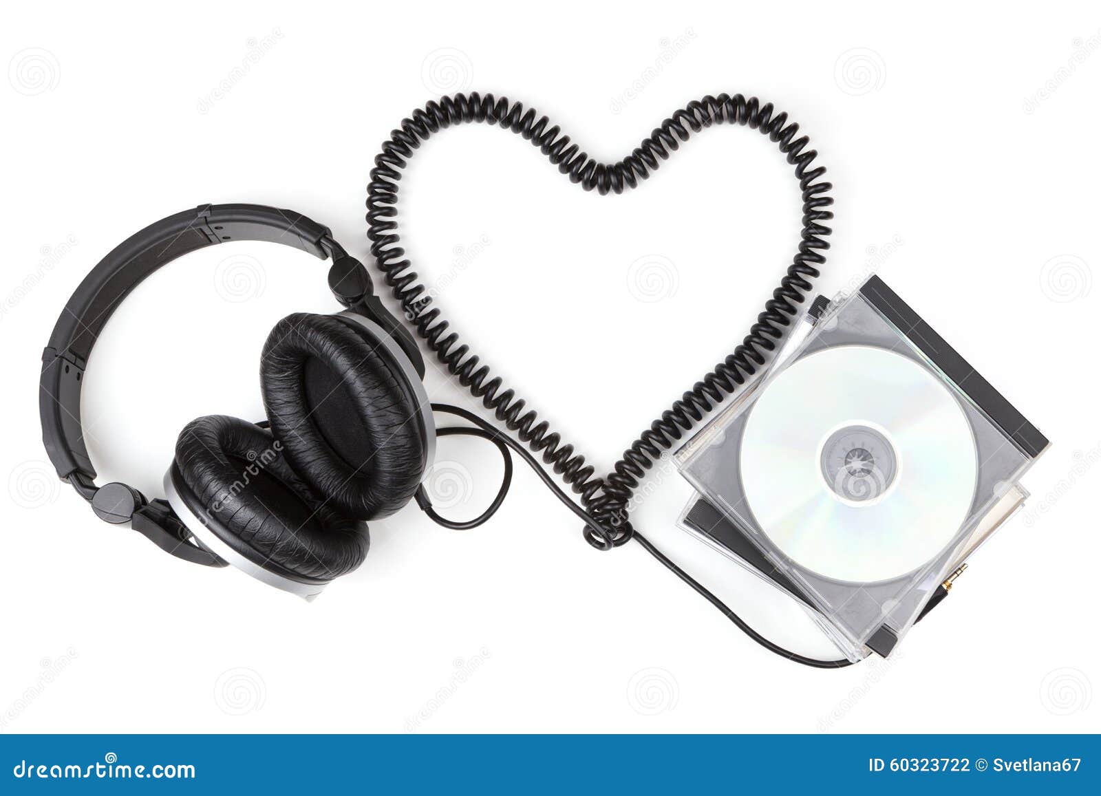 Headphone Cord from a Heart Shape Stock Photo Image of white