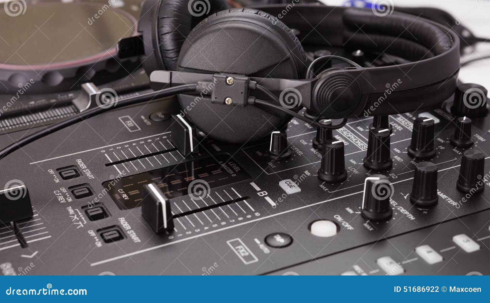 Headphone on Dj Mix Console and Mixer Stock Photo Image of jockey