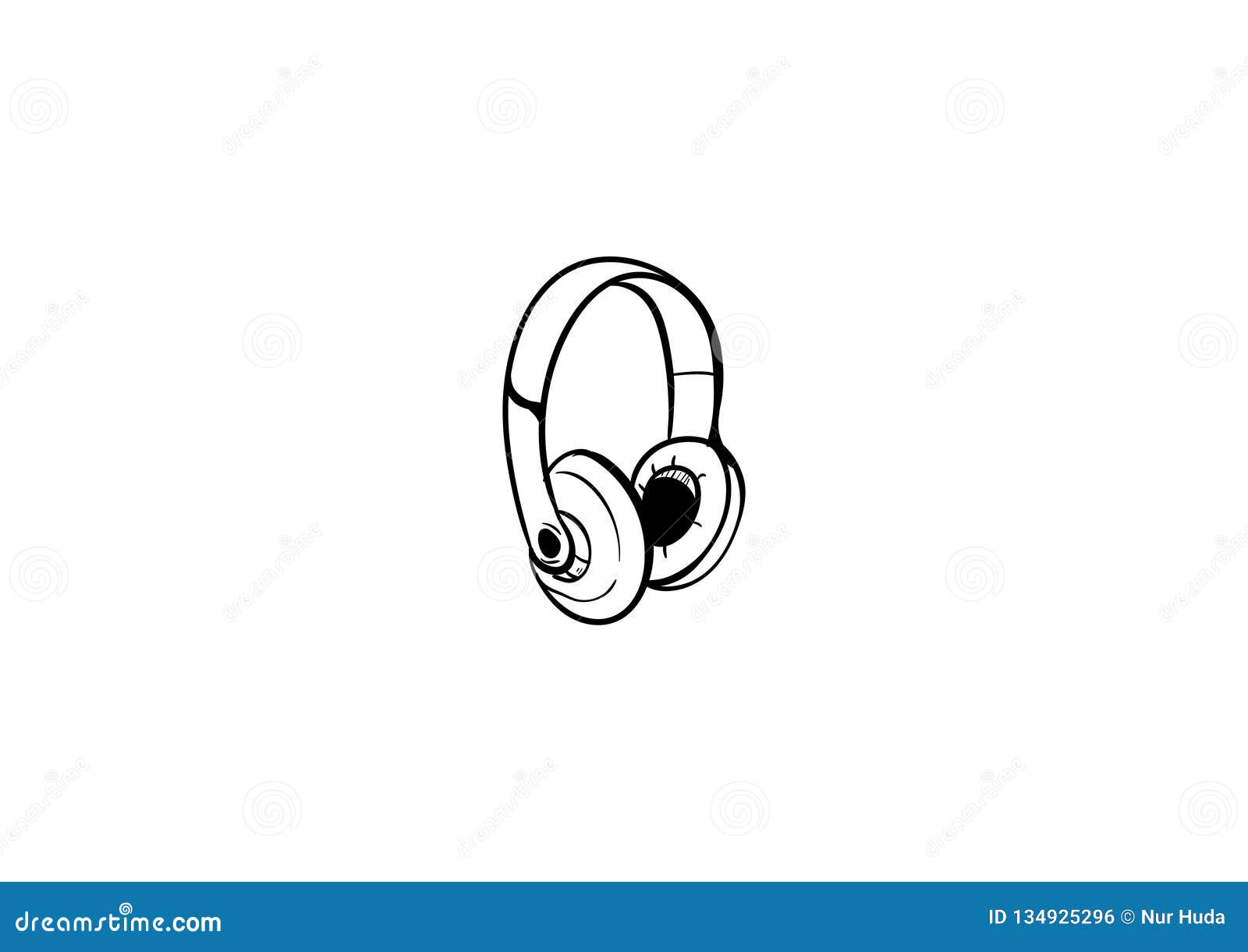 Headphone Doodle Icon Vector with Stock Vector Illustration of
