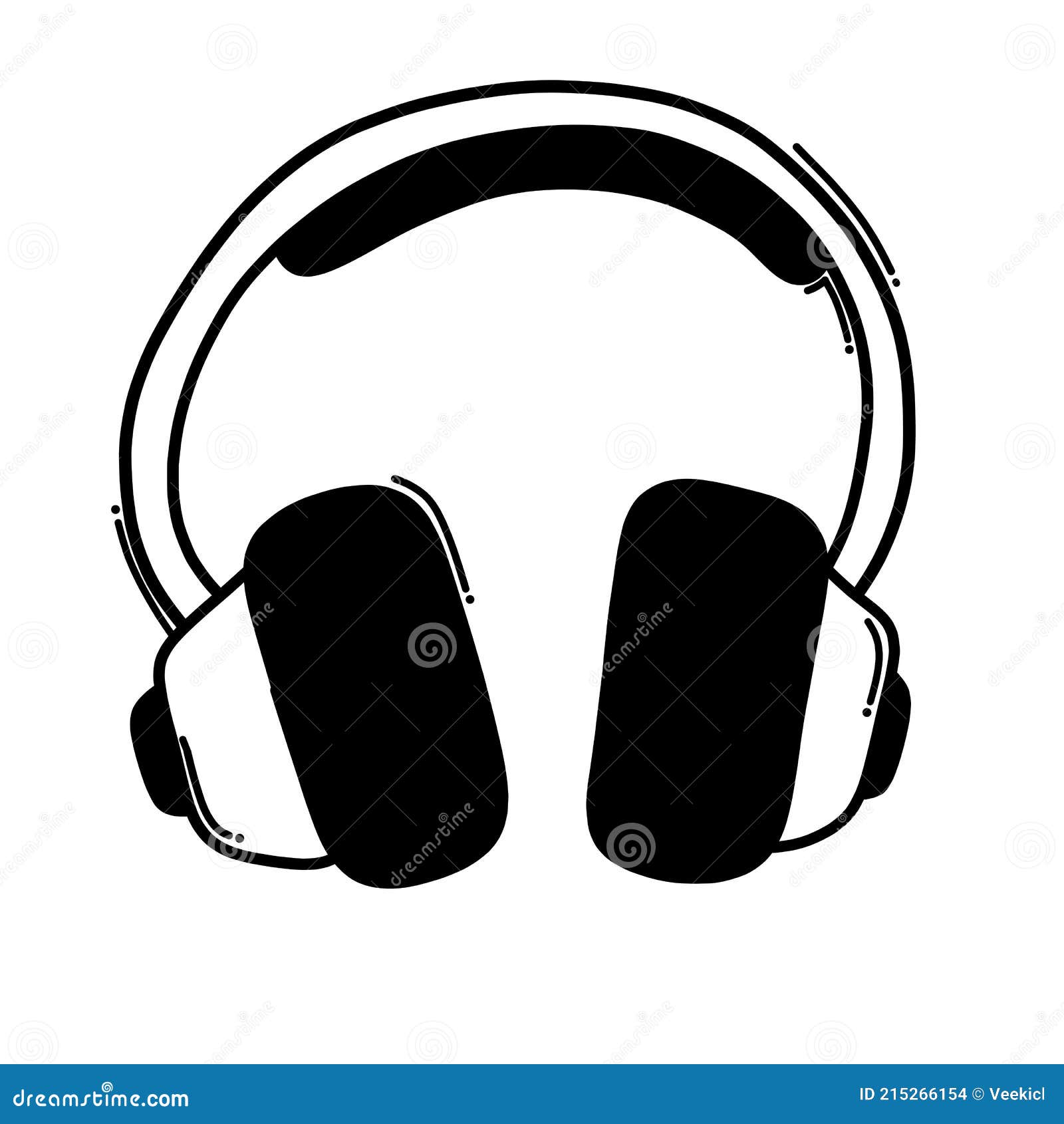 Headphone Doodle Vector Icon. Drawing Sketch Illustration Hand Drawn