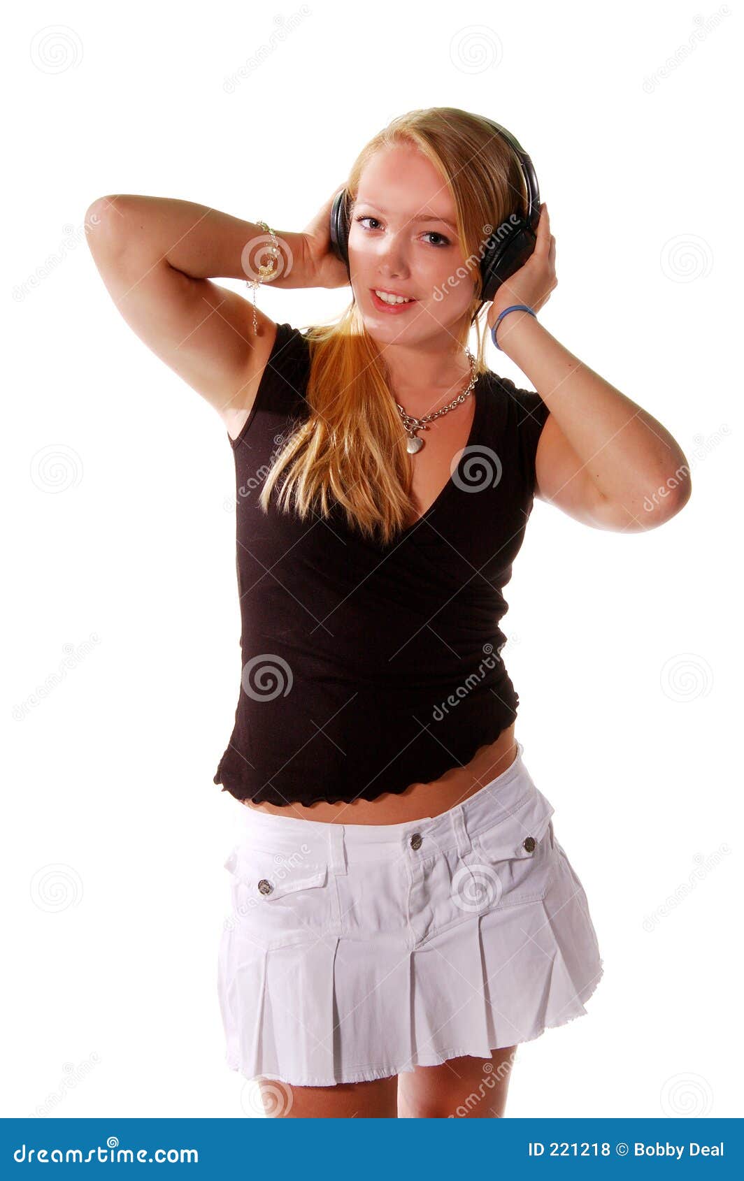 Headphone Girl 3 stock photo. Image of smiling, white, young 221218