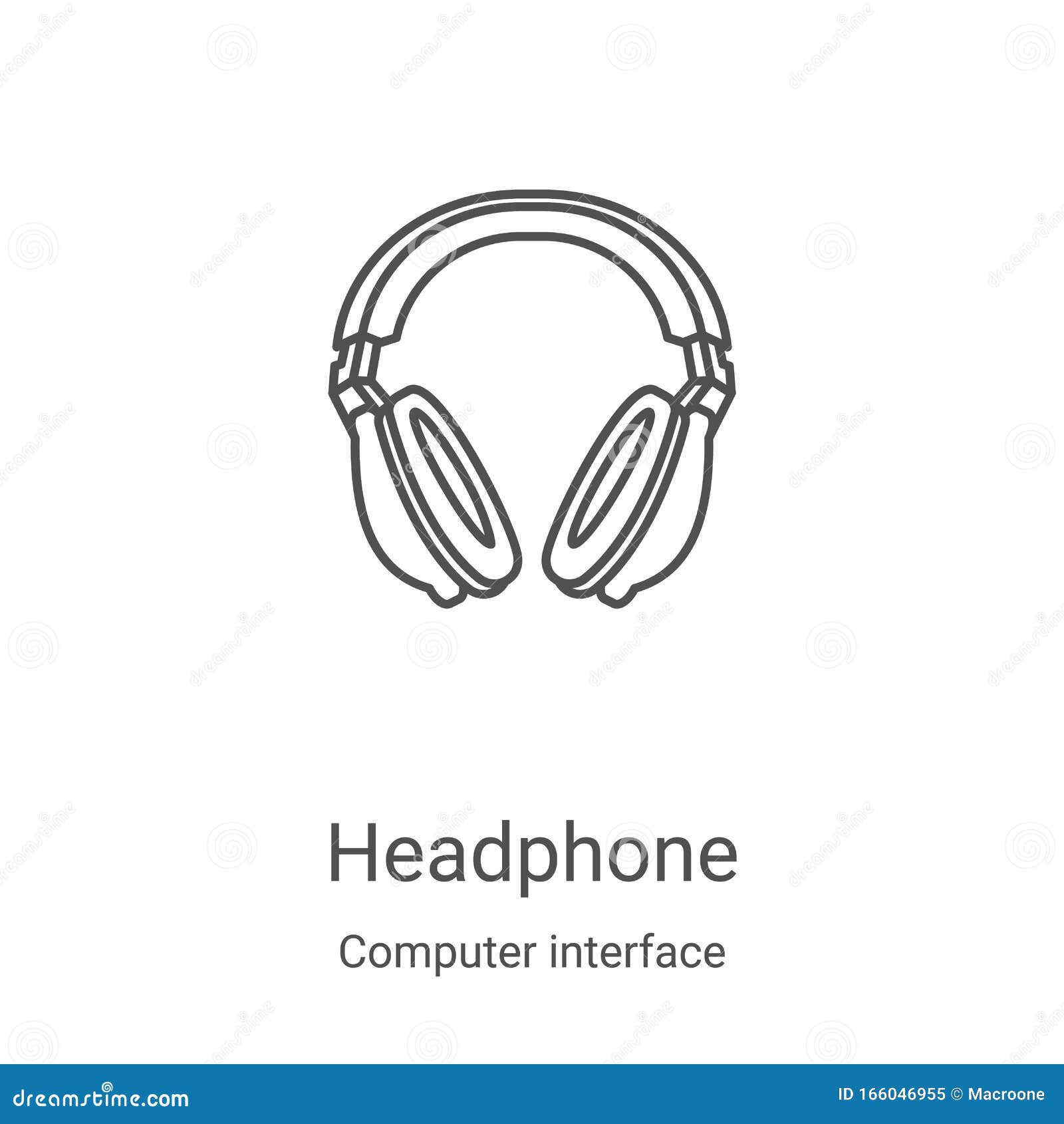 Headphone Icon Vector from Computer Interface Collection. Thin Line