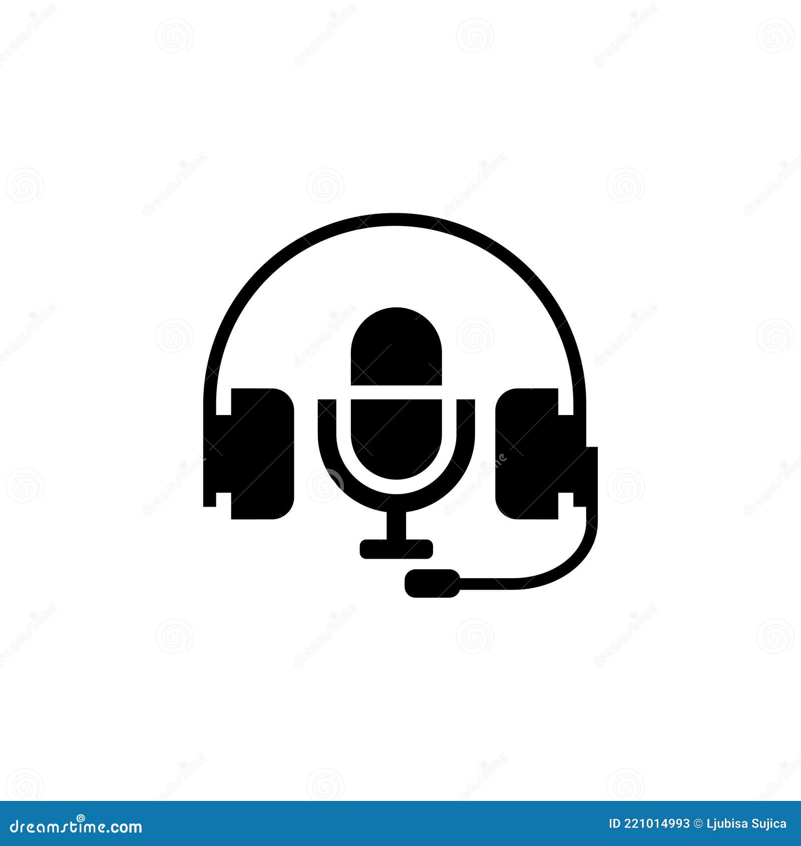 Headphone With Microphone. Icon Of Headset For Call Center, Support Of