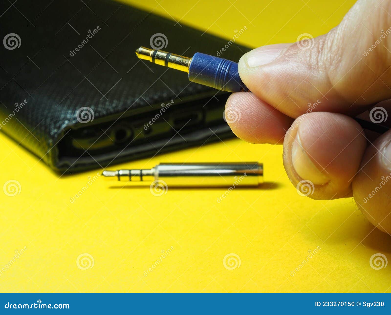 Headphone Mini Jack Plug and Plug Adapter Stock Photo Image of music