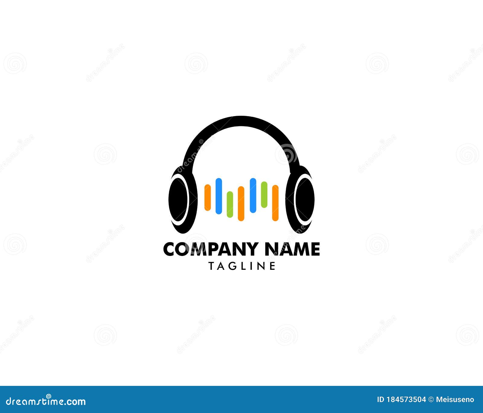 Headphone with Sound Wave Logo Template Design Stock Vector ...