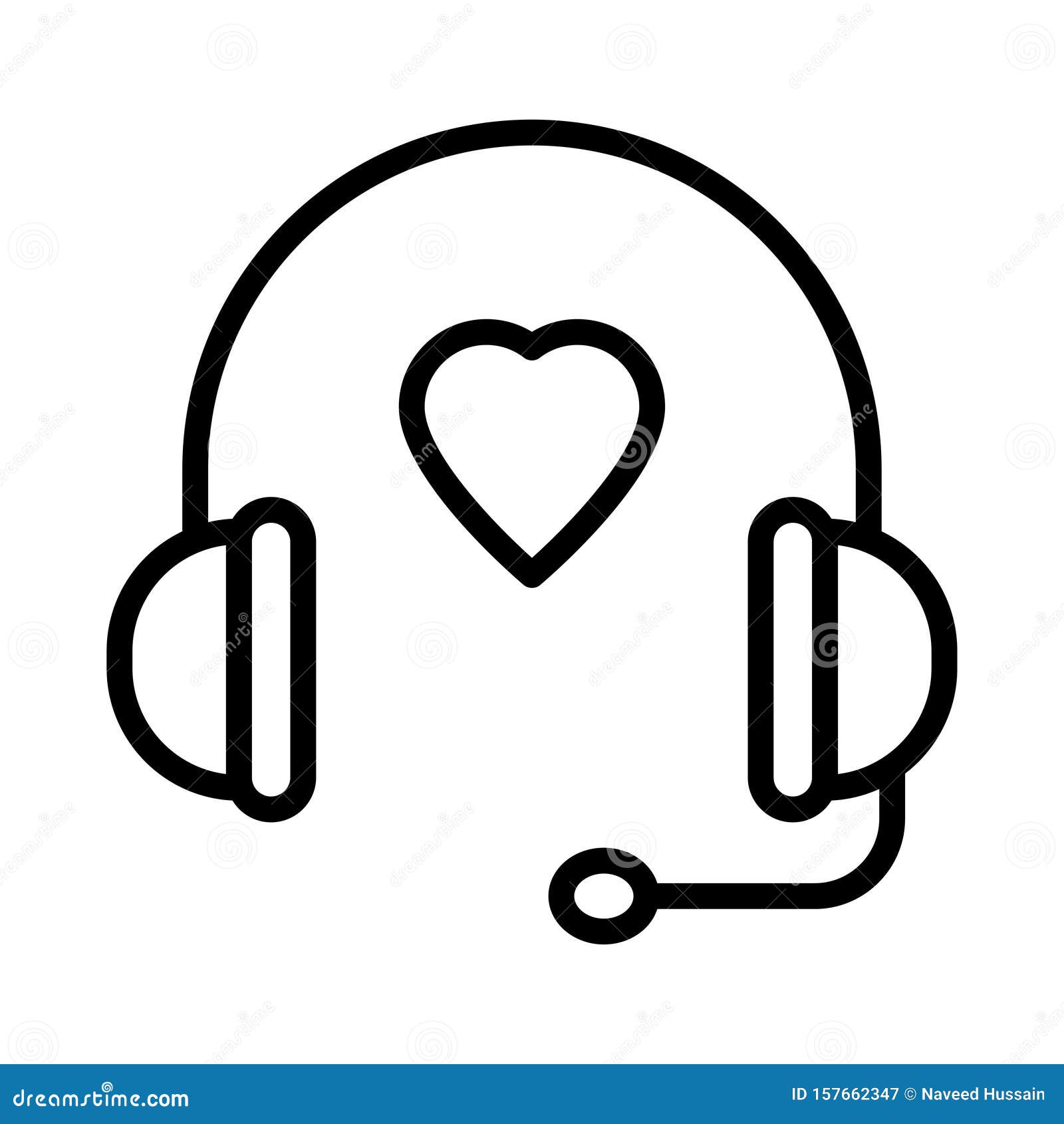 Headphone Thin Line Vector Icon Stock Vector Illustration of sign
