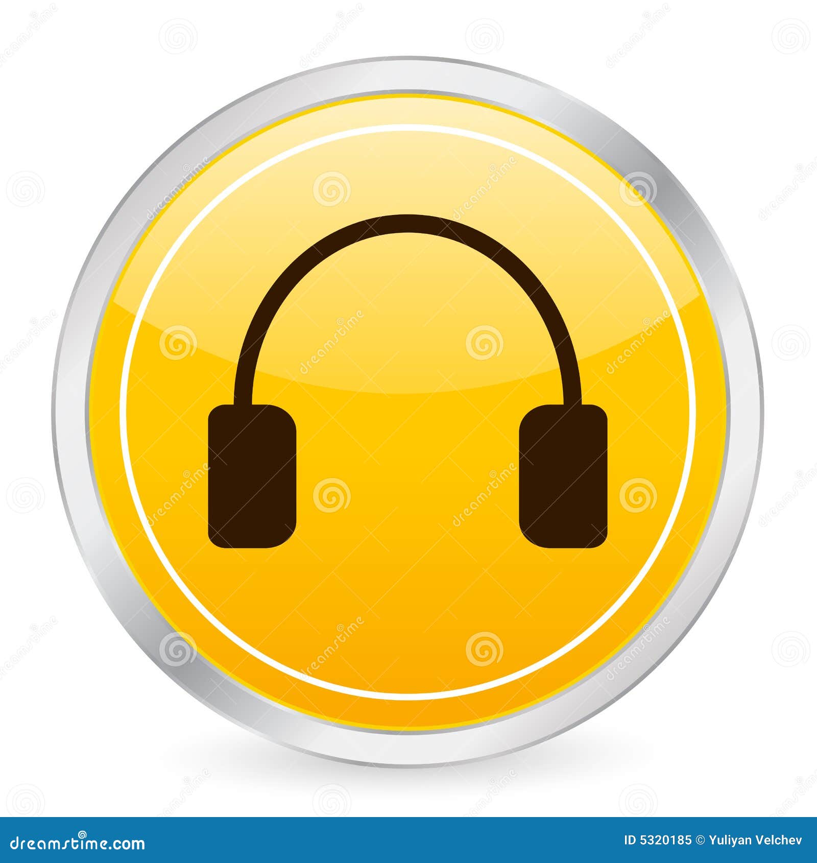 Headphone Yellow Circle Icon Stock Vector Illustration of shadow