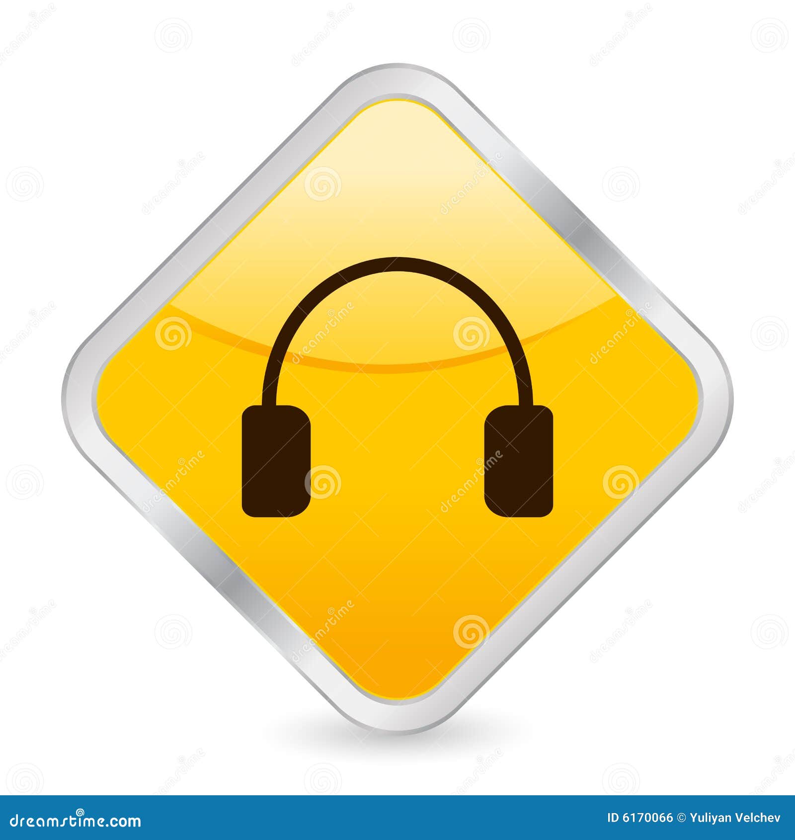 Headphone Yellow Square Icon Stock Vector Illustration of square