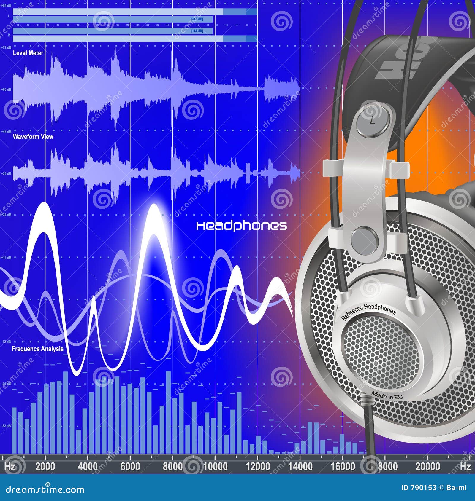 Headphones and Audio Equalizer Stock Vector Illustration of