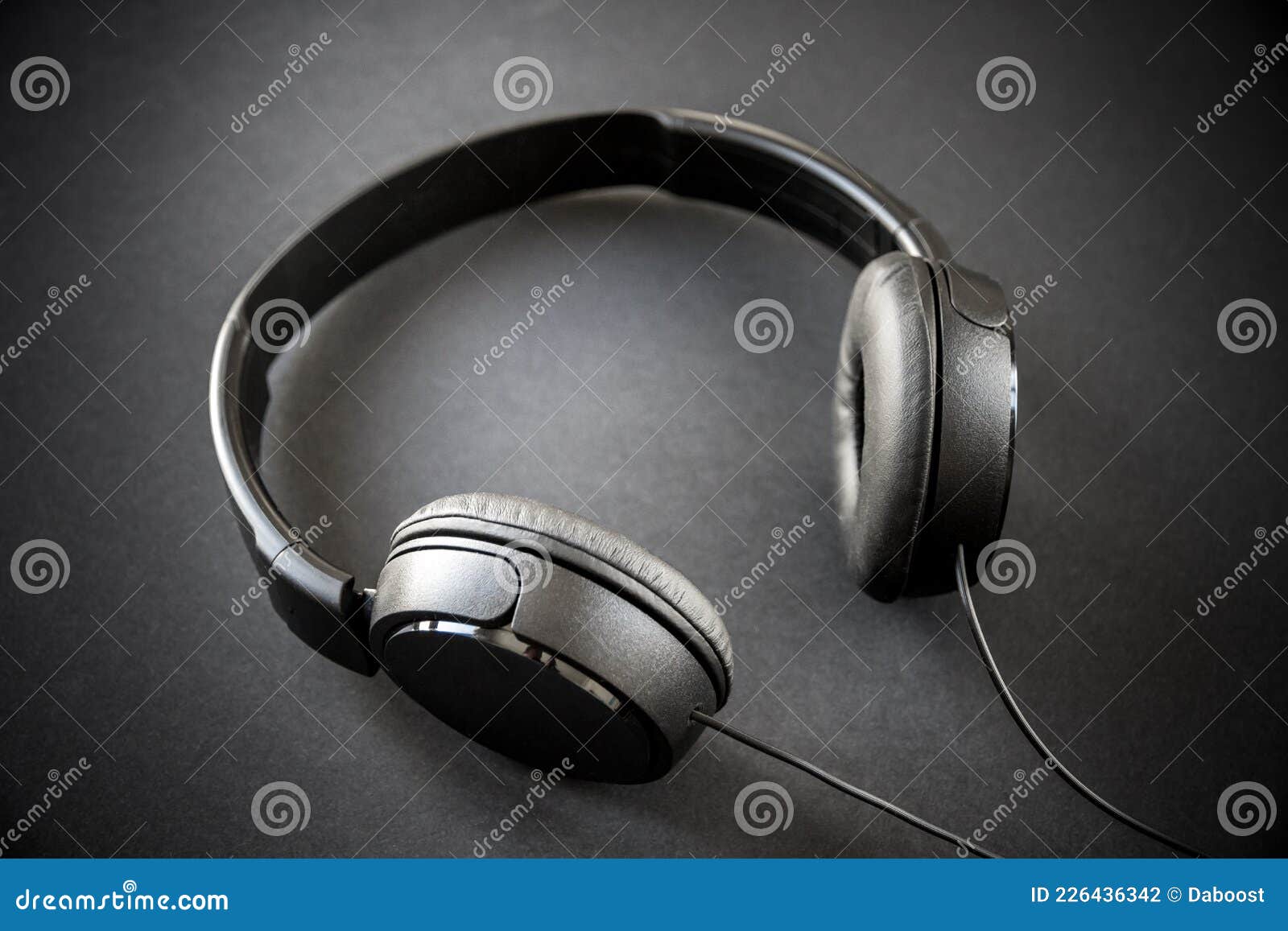 Headphones on a Black Background Stock Photo Image of headset