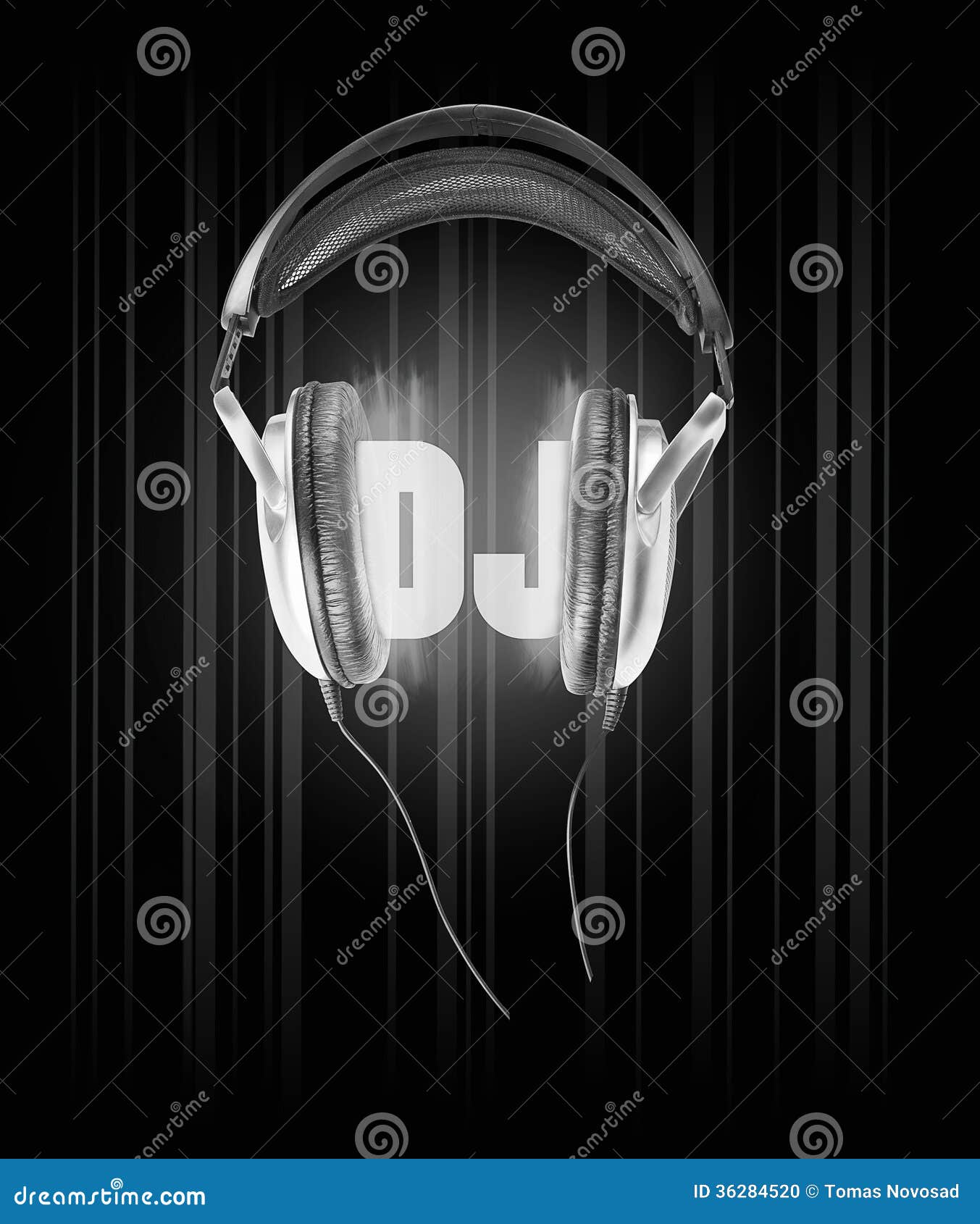 Headphones DJ music stock photo. Image of audio, black 36284520