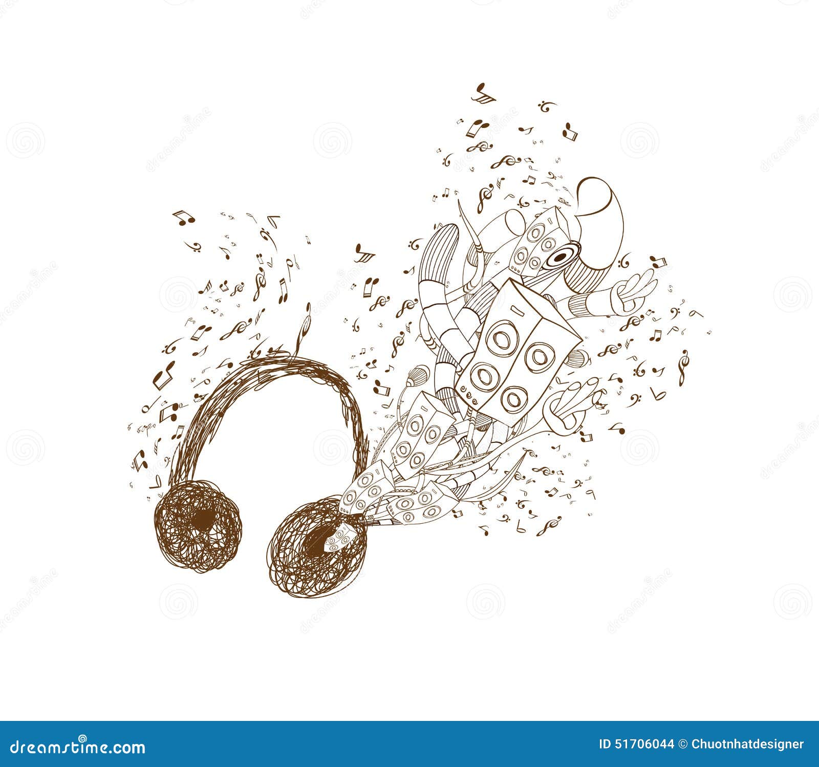 Headphones Doodle Art Background Stock Vector Illustration Of