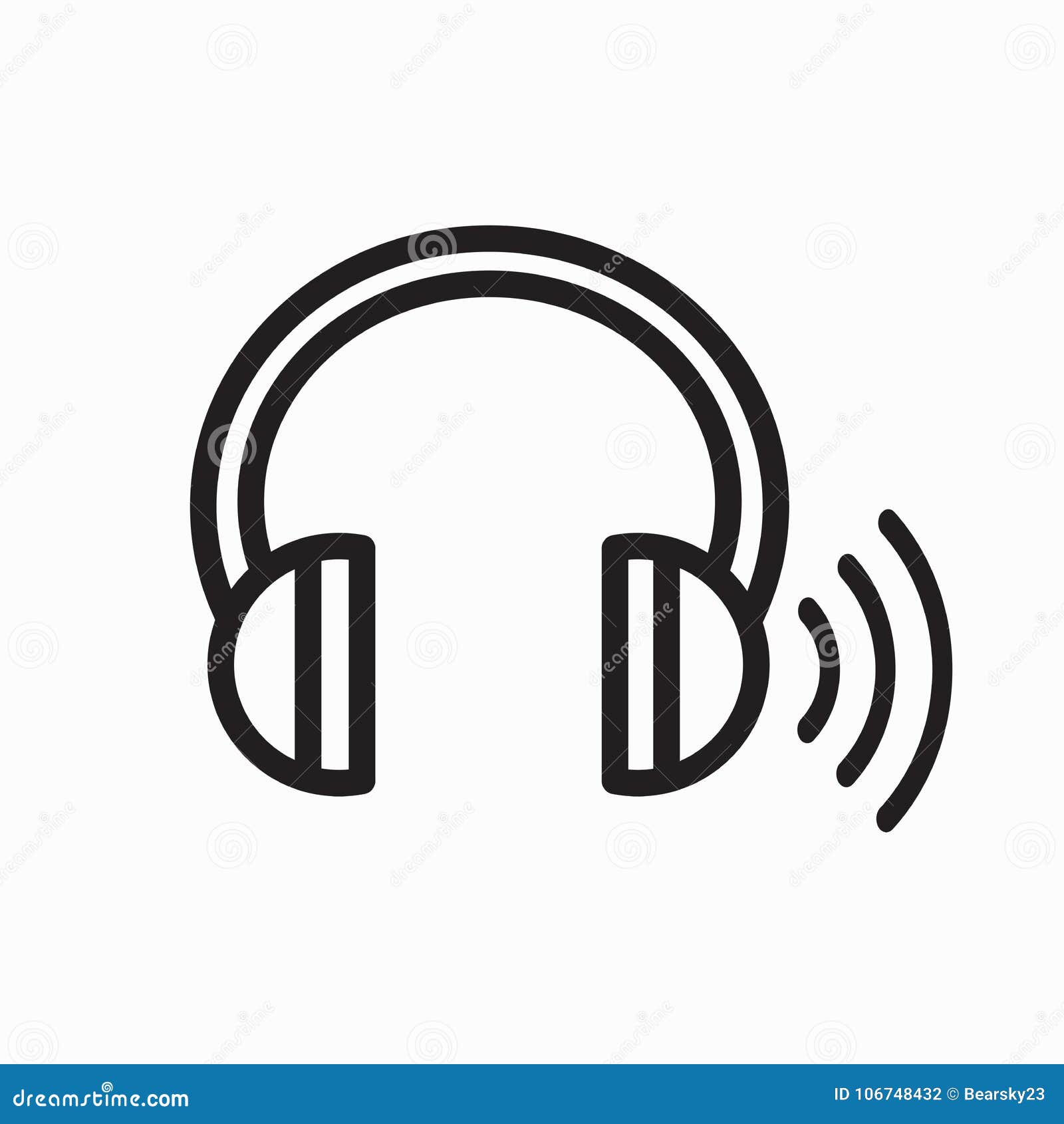 Headphones for Ear Screening Test 1 Side Has Ringing Stock Vector