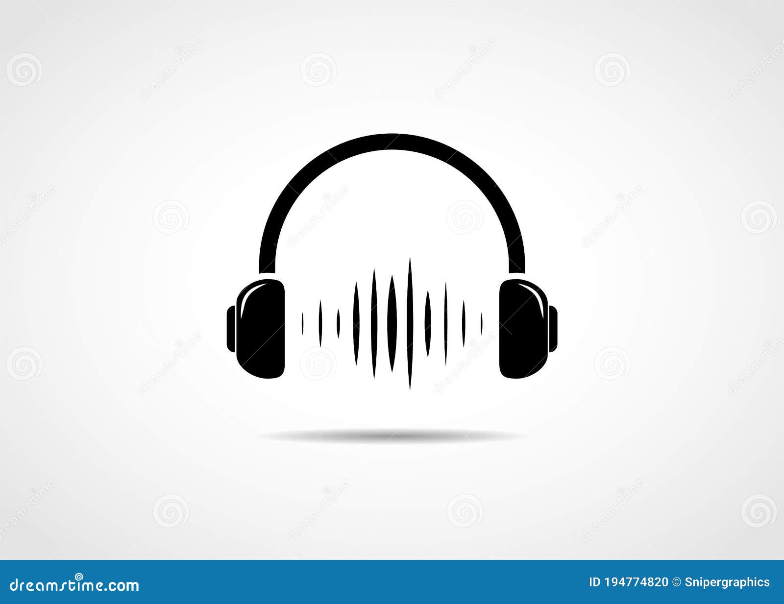 headphones icon with sound wave beats