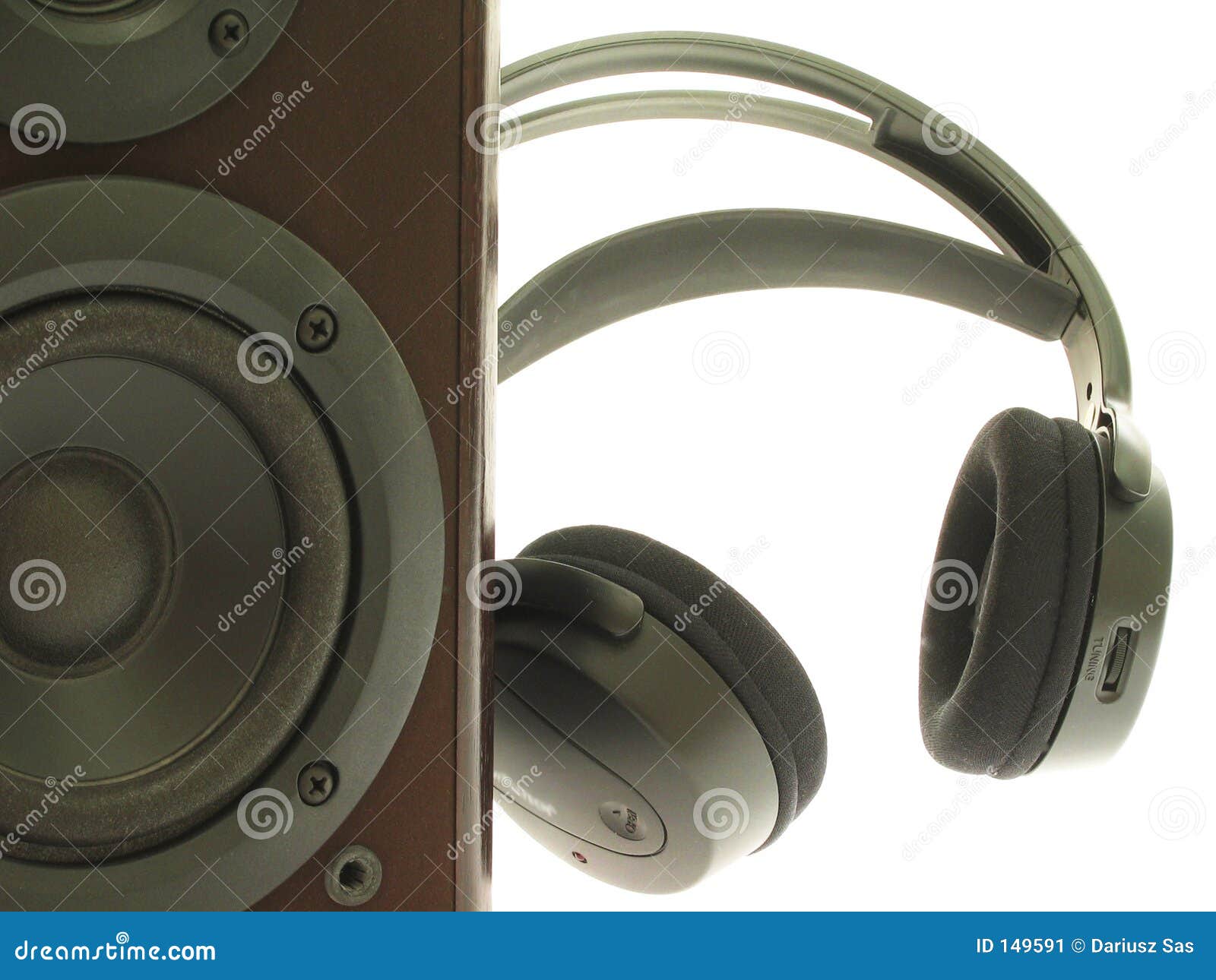Headphones and loudspeaker stock image. Image of antinoise 149591