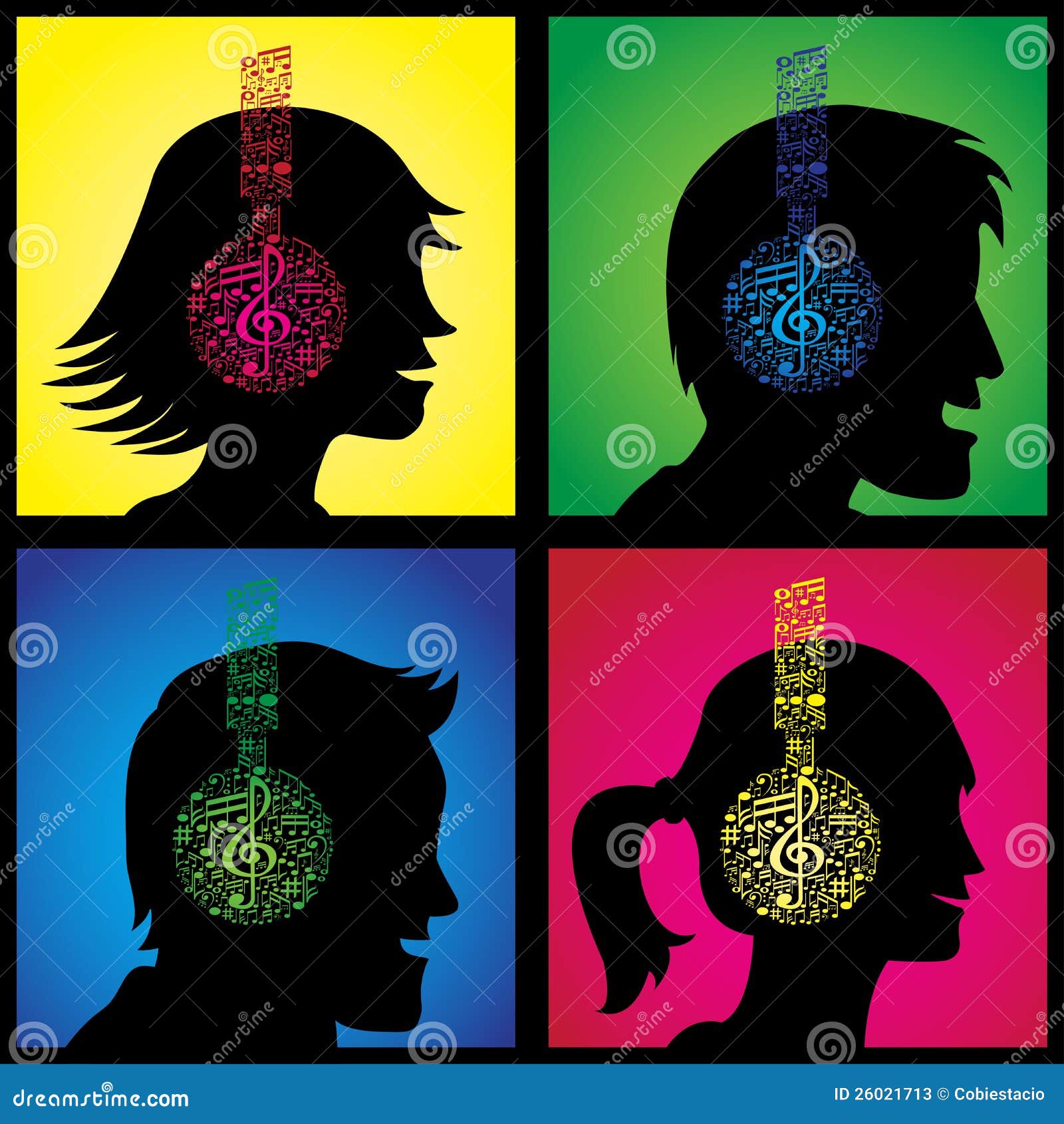 Headphones Made Out of Music Notes Stock Illustration Illustration of