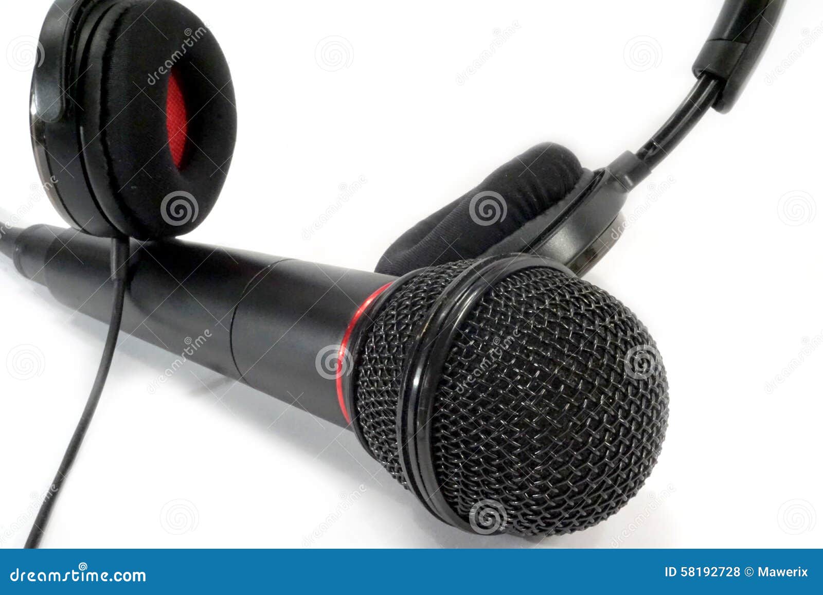 Headphones and mic stock photo. Image of sing, concept 58192728