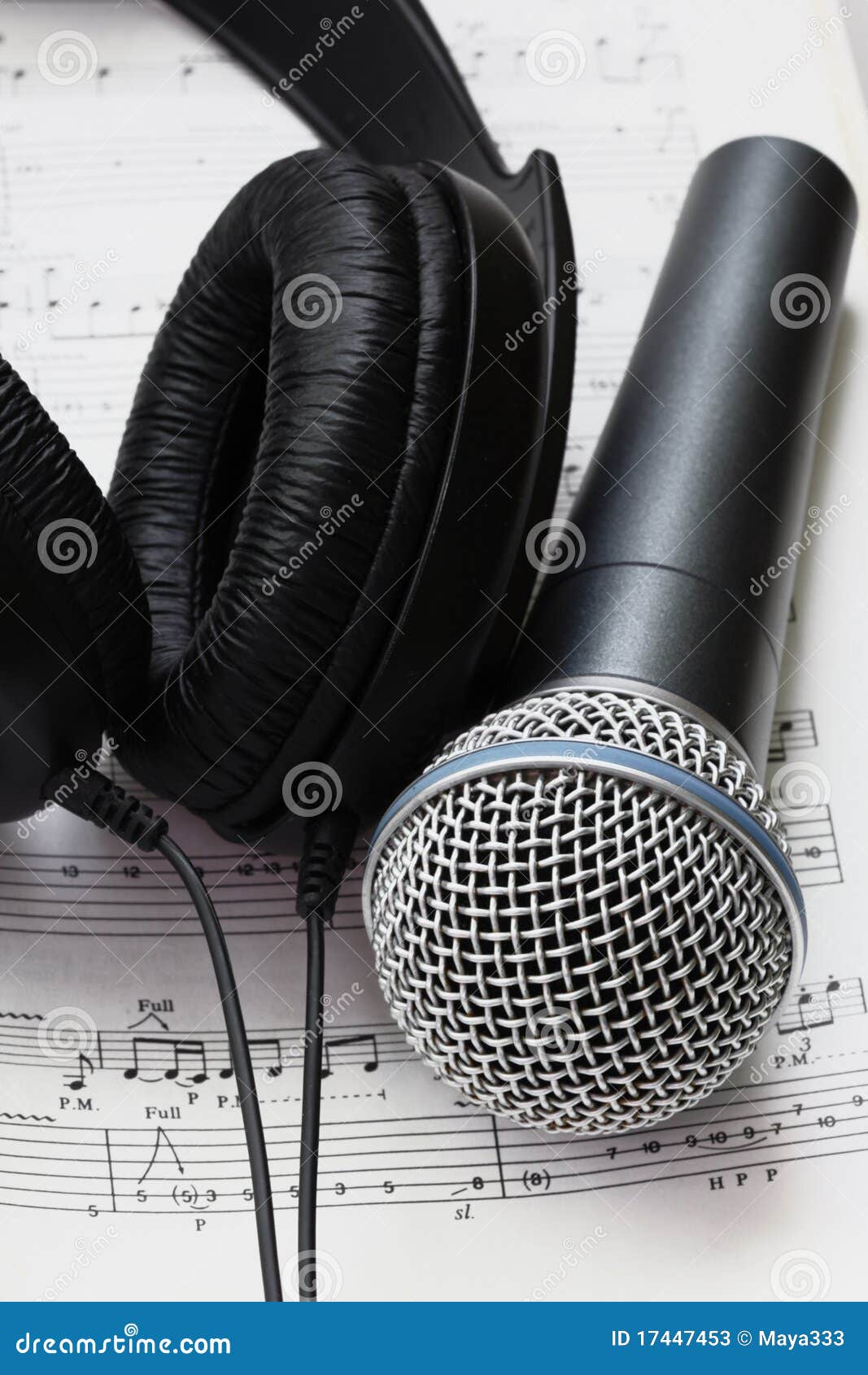 Headphones and microphone stock image. Image of music 17447453