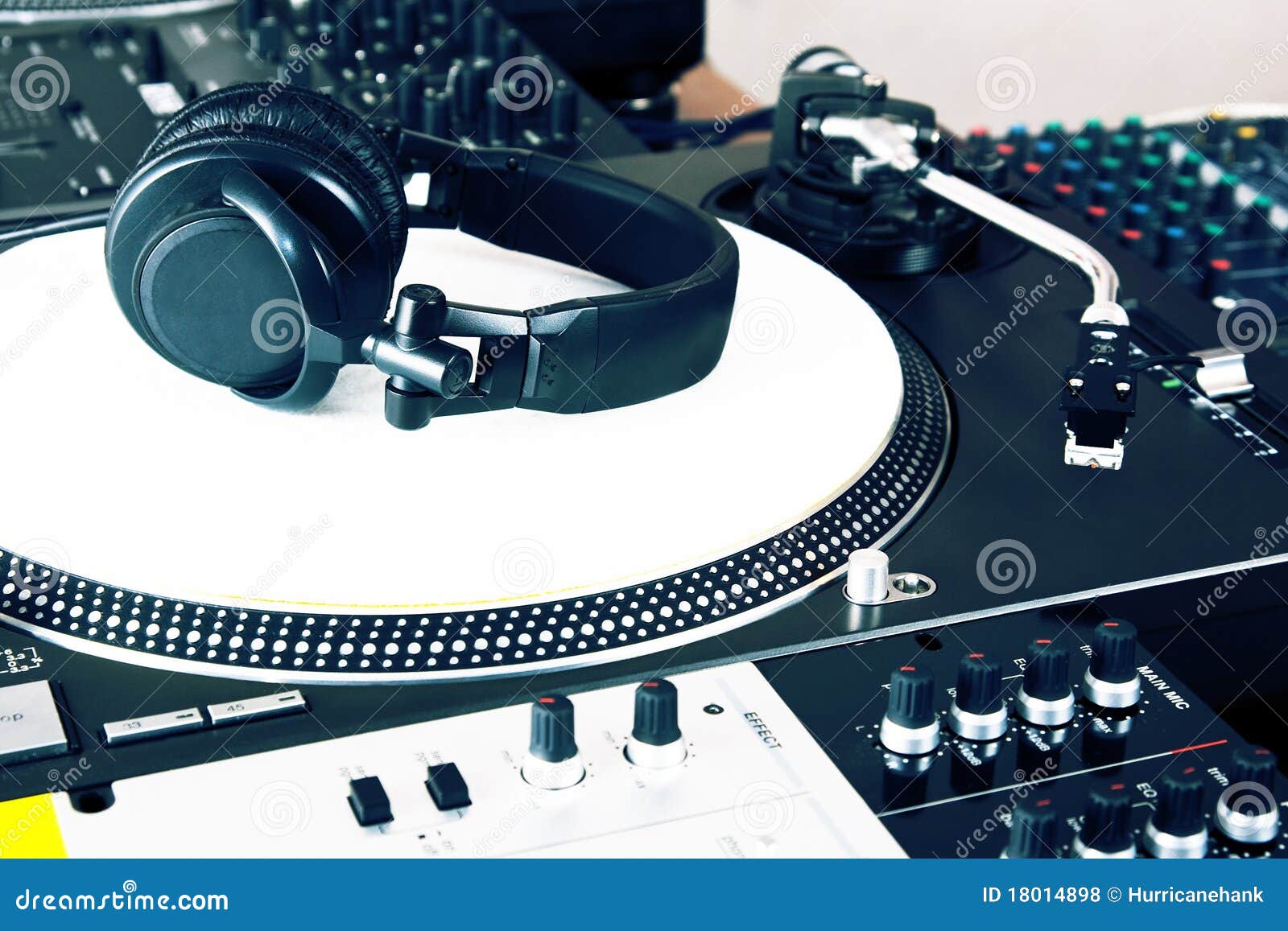 Headphones, Mixer and Turntable Stock Photo Image of knobs