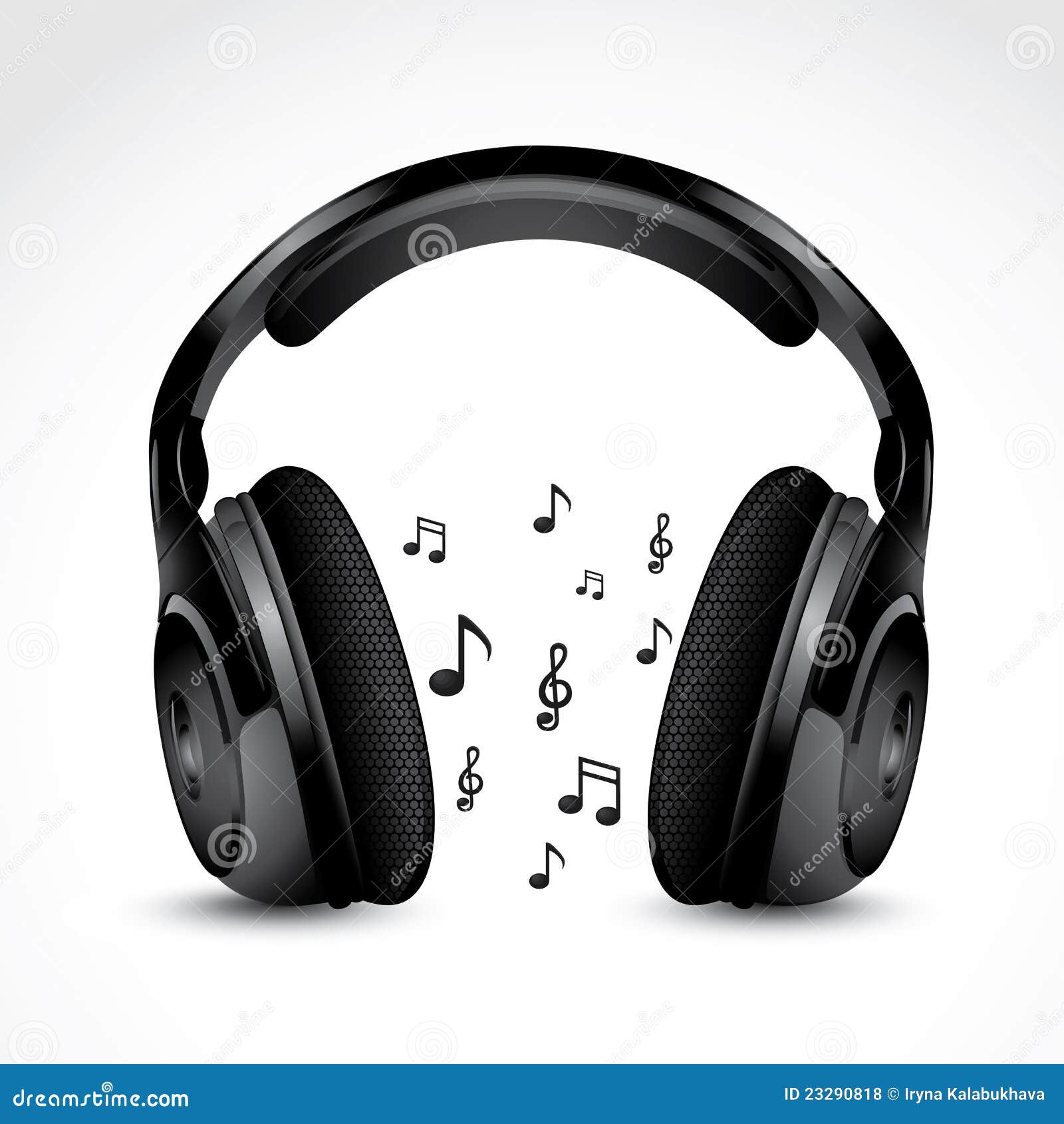 Headphones with notes stock vector. Illustration of notation 23290818