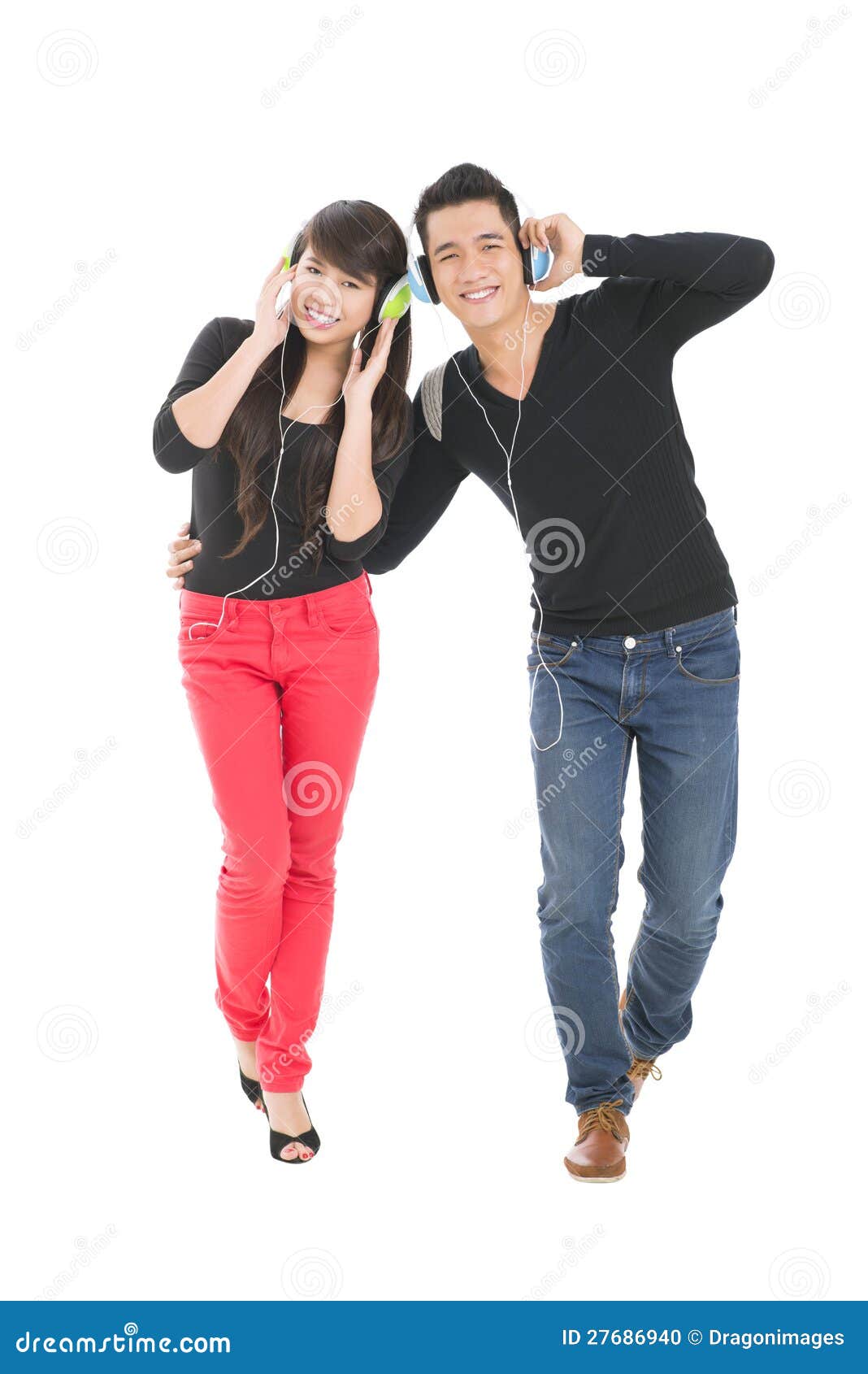 Headphones party stock photo. Image of listening, girlfriend 27686940