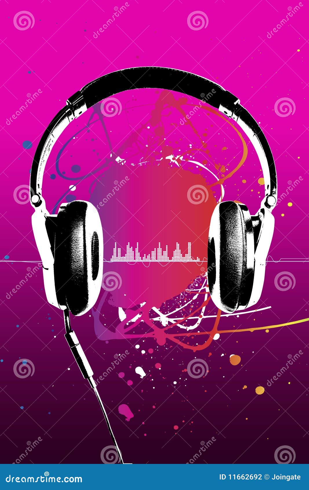 Headphones on pink stock illustration. Illustration of straight 11662692