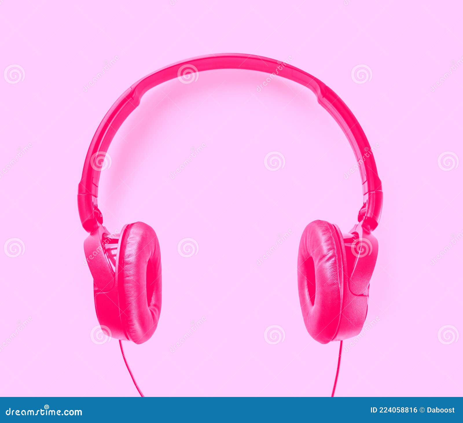 Headphones on a Pink Background Stock Photo Image of cable, digital 224058816