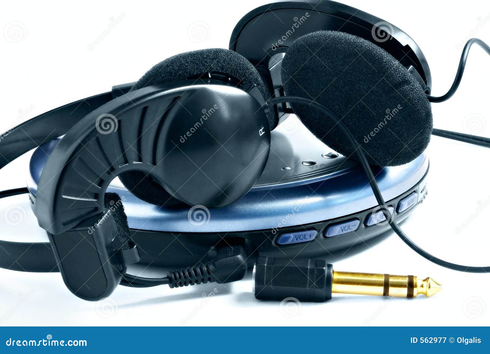 Headphones and player stock image. Image of headphones 562977