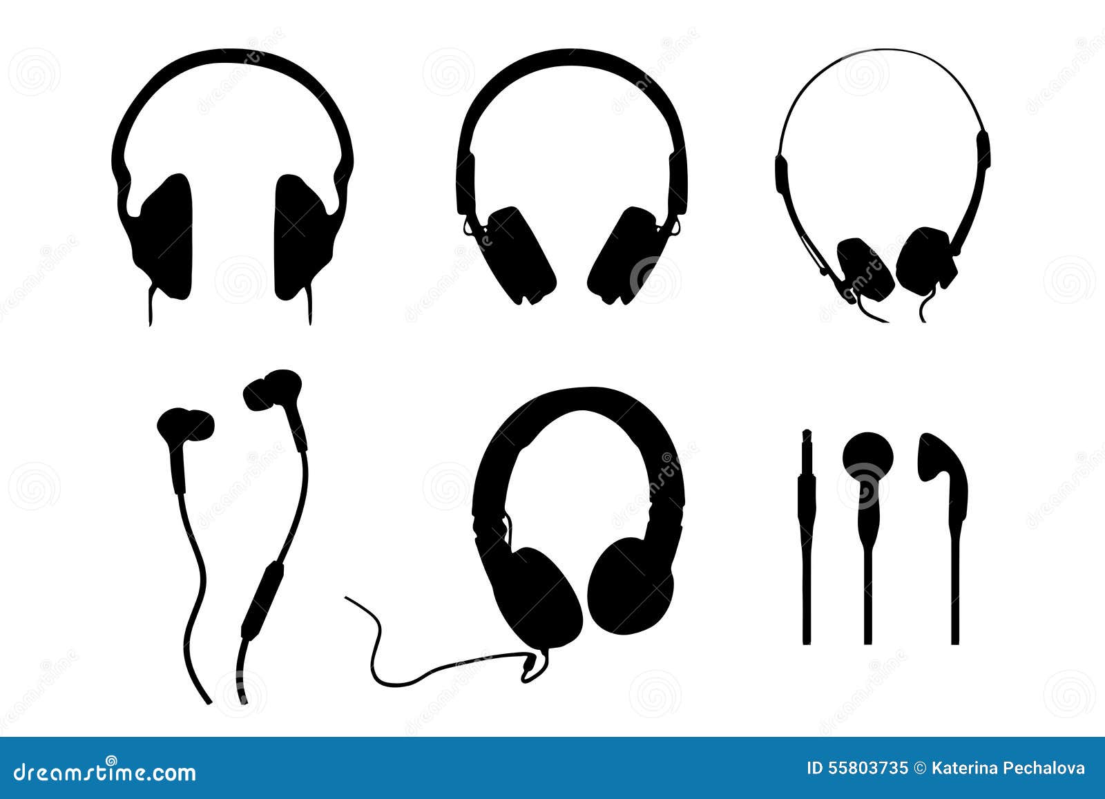 Headphones Silhouettes stock vector. Illustration of black 55803735
