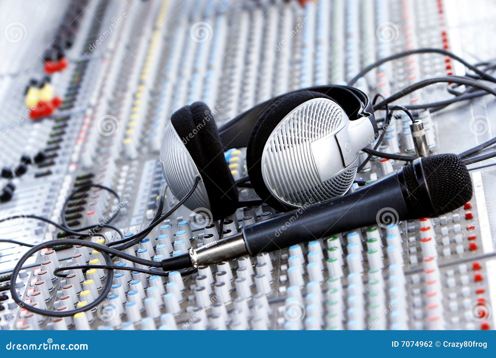 Headphones on sound mixer stock photo. Image of head, channel 7074962