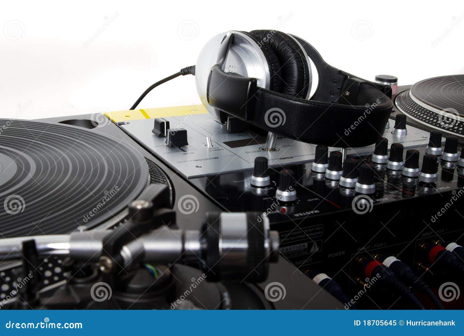 Headphones, Sound Mixer and Turntables Stock Image Image of