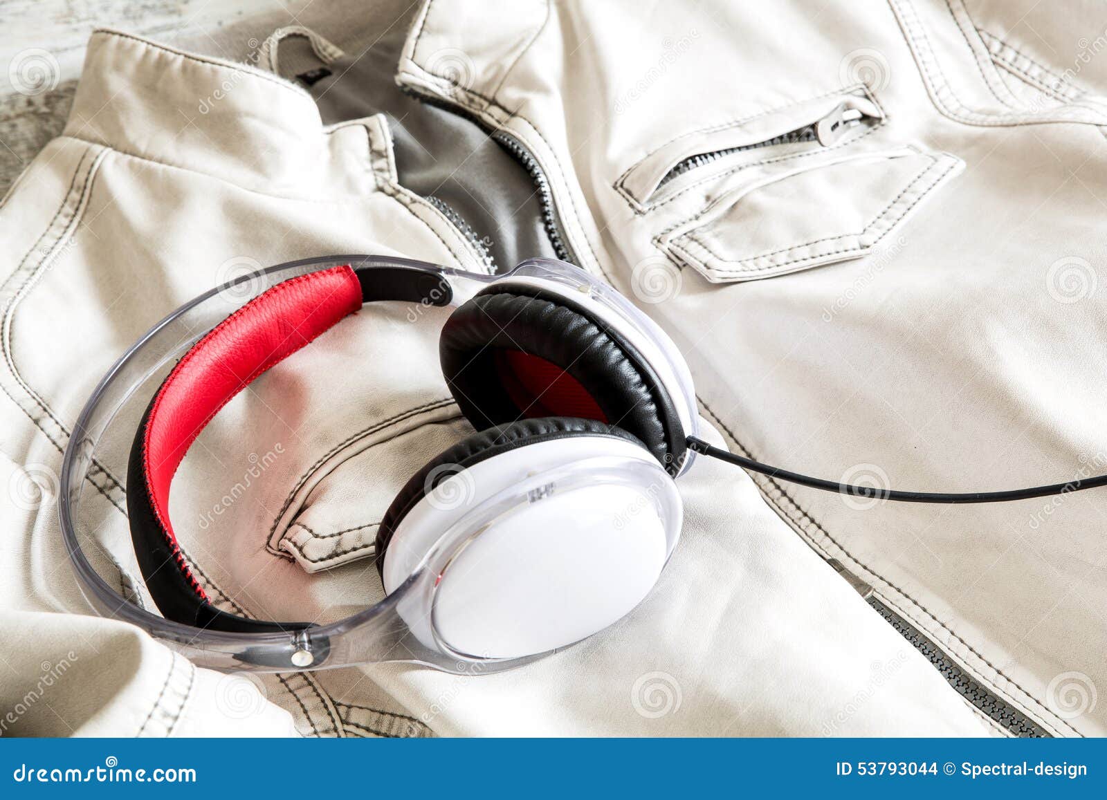 Headphones on a White Jacket Stock Photo Image of gear, ready 53793044
