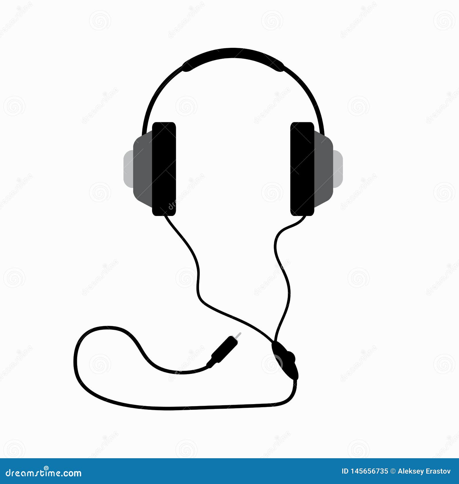 Headphones with Wire. Isolated Element. Vector Illustration. Stock