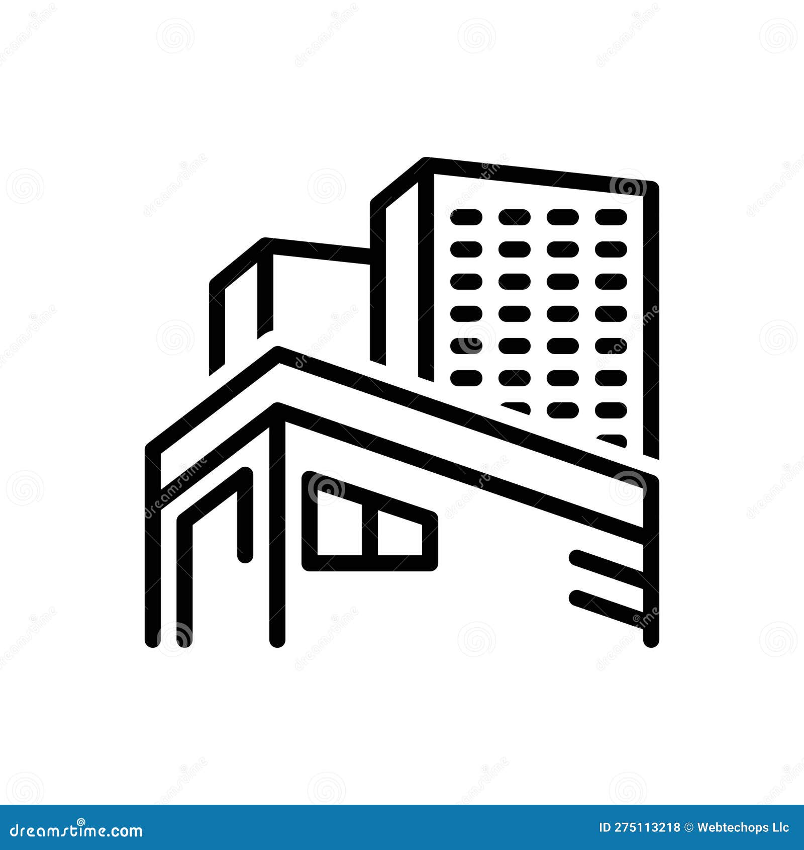 Black Line Icon for Headquarters, Head Office and Apartment Stock