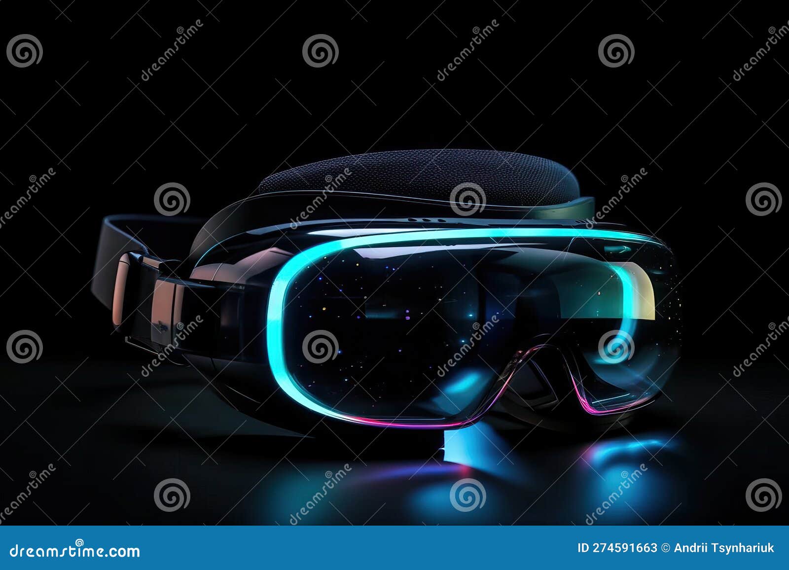 Headset for Video Games, Realistic Vr Glasses, Generative AI. Stock