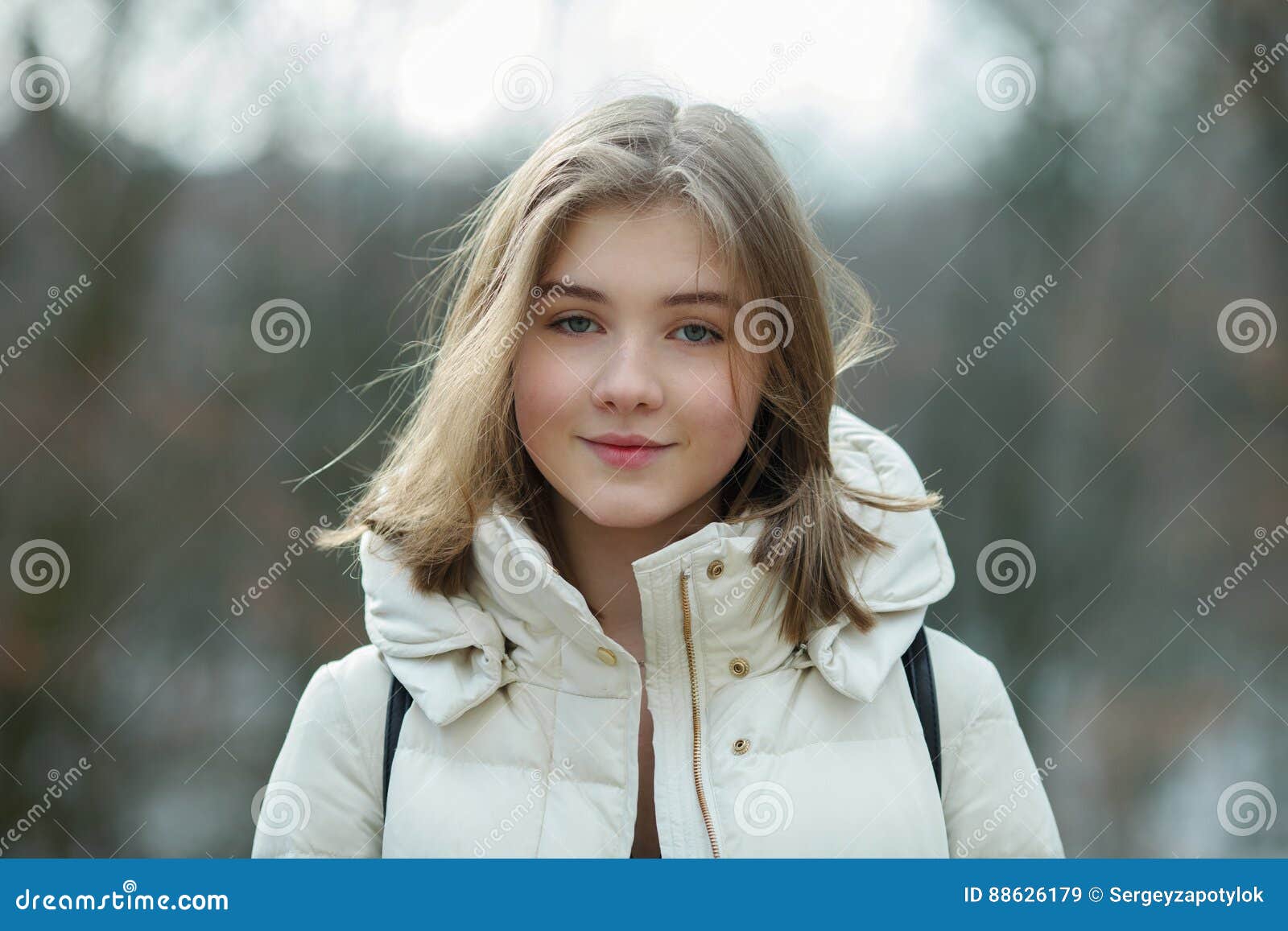 Headshot of Beautiful Young Natural Looking Blonde Woman Posing on the ...