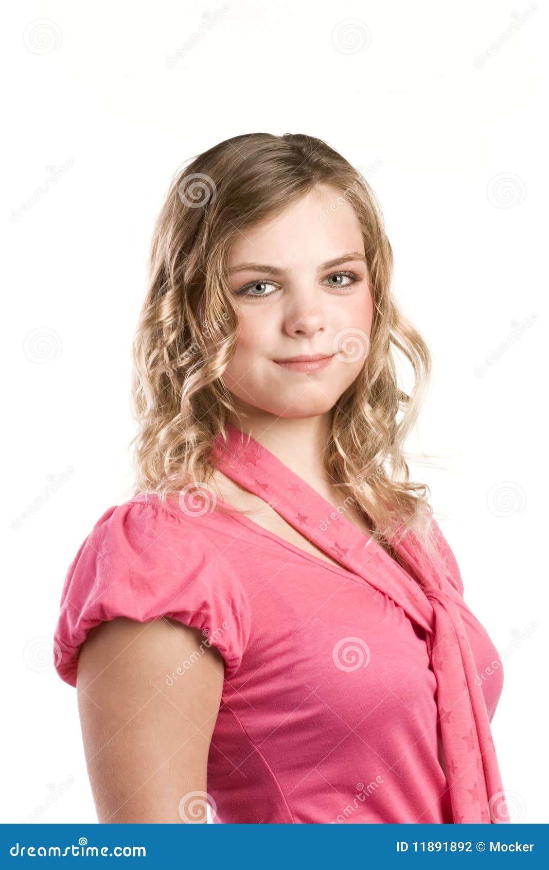 Headshot Portrait of Teenage Girl in Pink Blouse Stock Photo - Image of ...