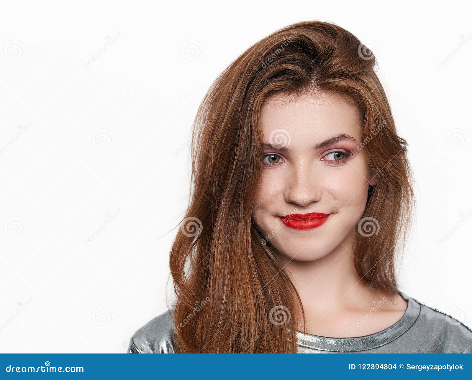 Headshot of Young Beautiful Excited Woman with Gorgeous Natural Red ...