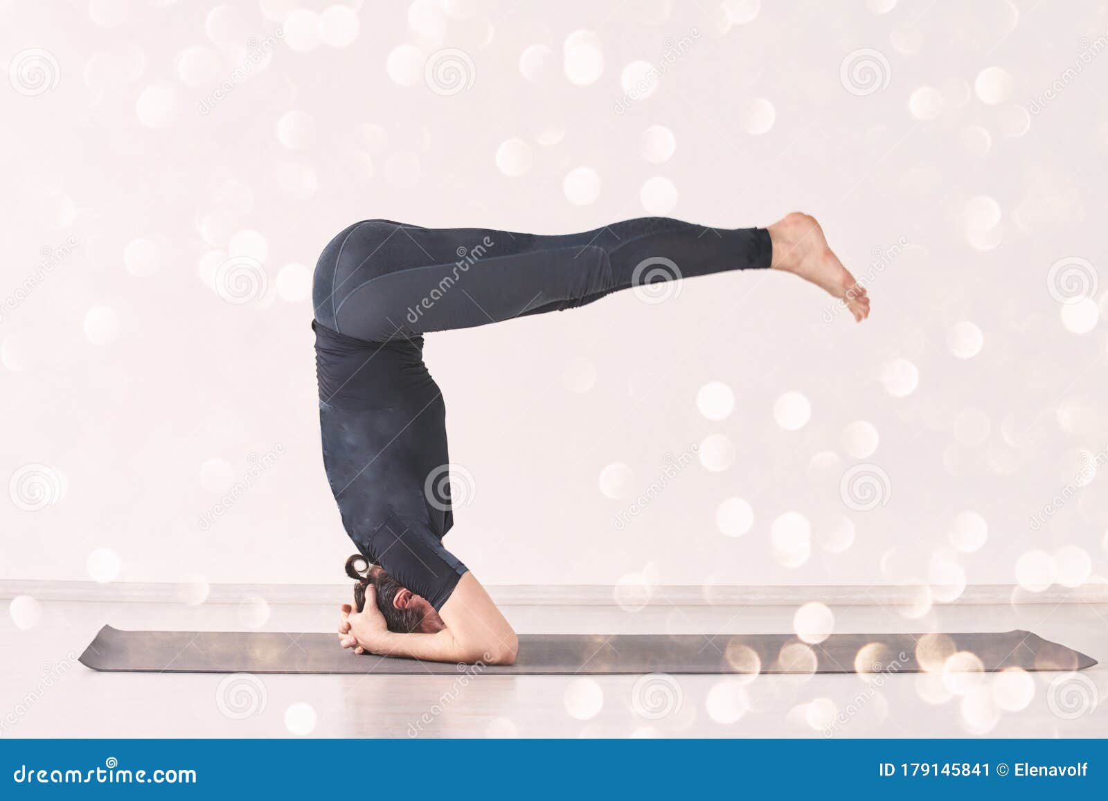 Headstand Yoga Asana. Man Morning Exercise At Home Stock ...