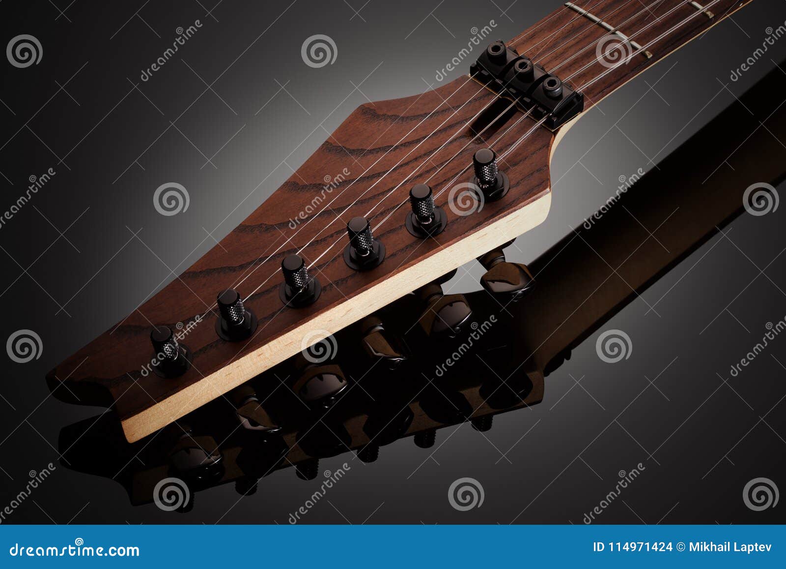 Headstock of Electric Guitar Stock Photo Image of hobby, brown 114971424