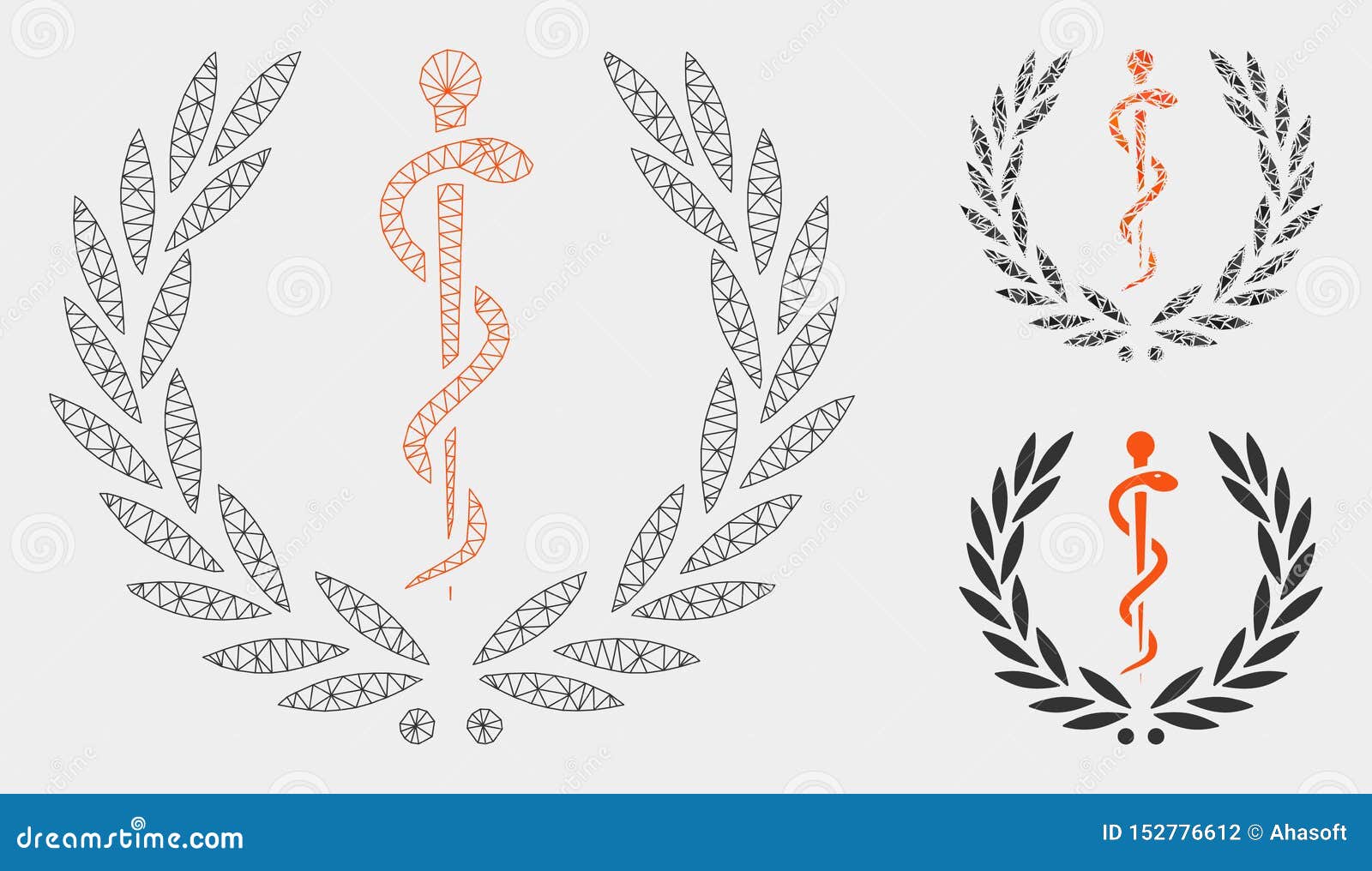 healh care emblem  mesh network model and triangle mosaic icon