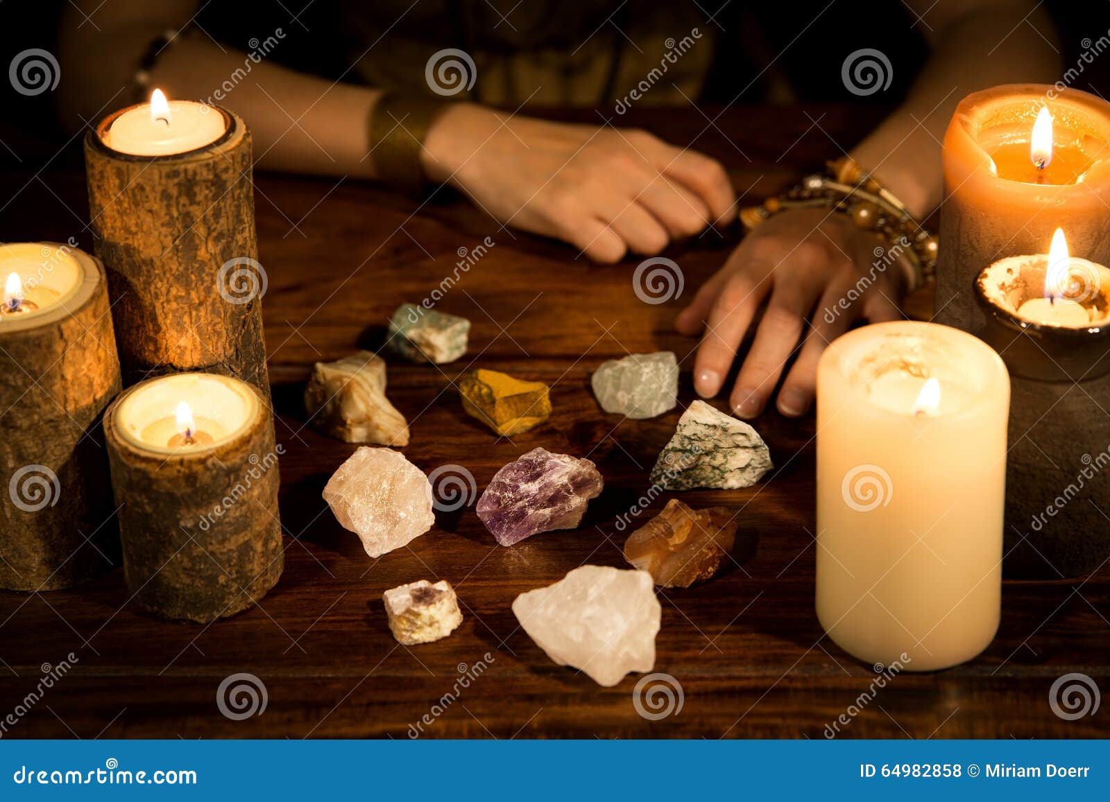 healing stones candles and