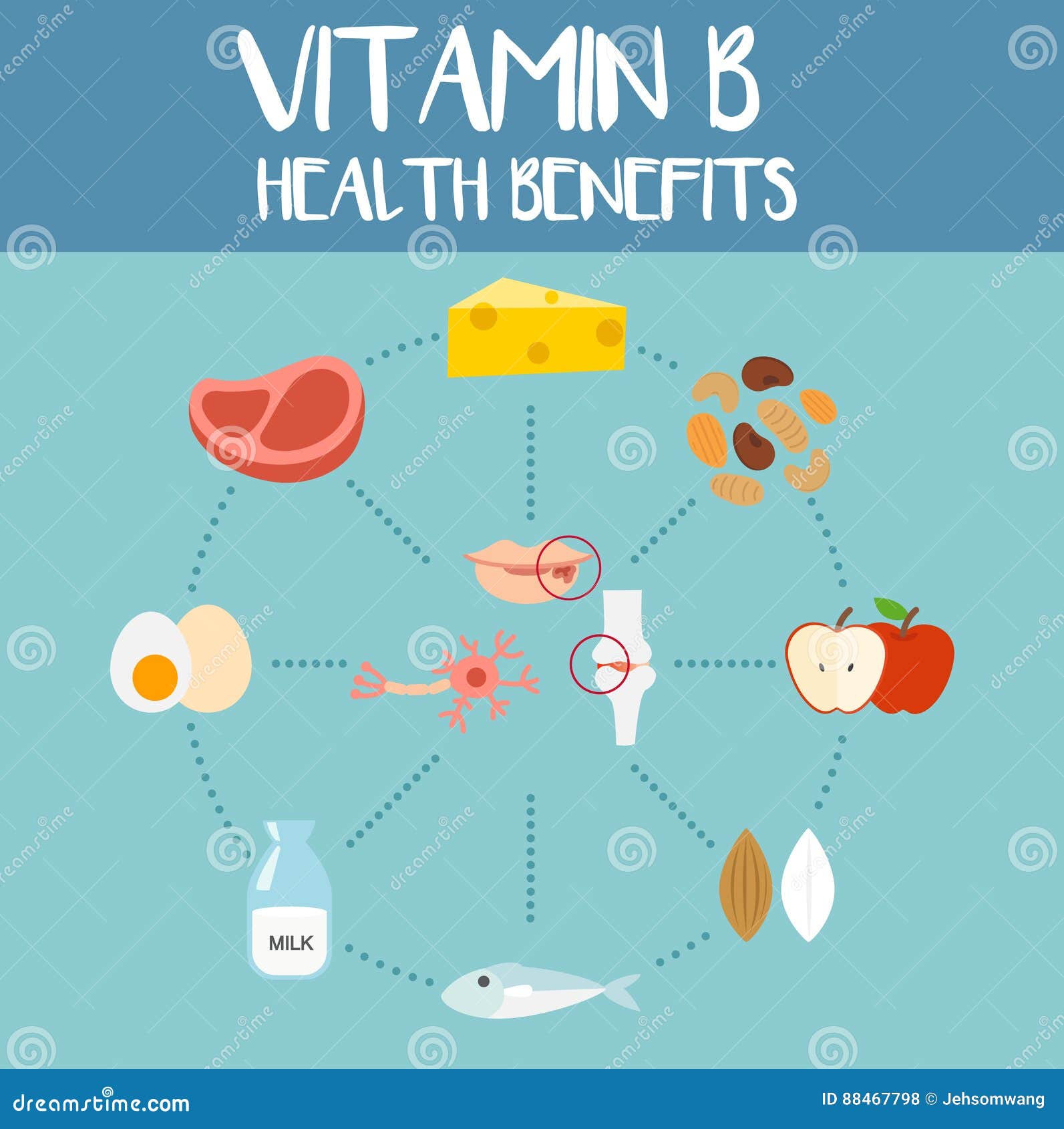 Health Benefits of Vitamin B,illustration Stock Vector Illustration