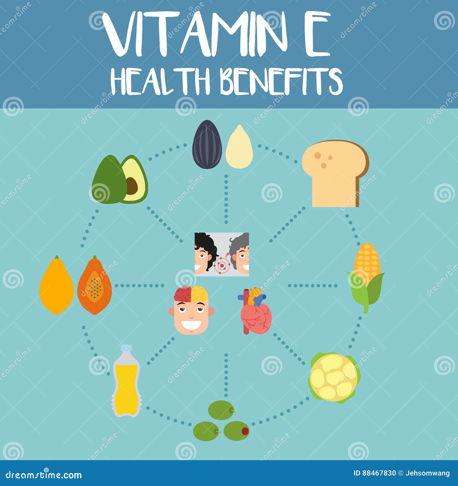 Health Benefits of Vitamin E, Illustration Stock Vector Illustration
